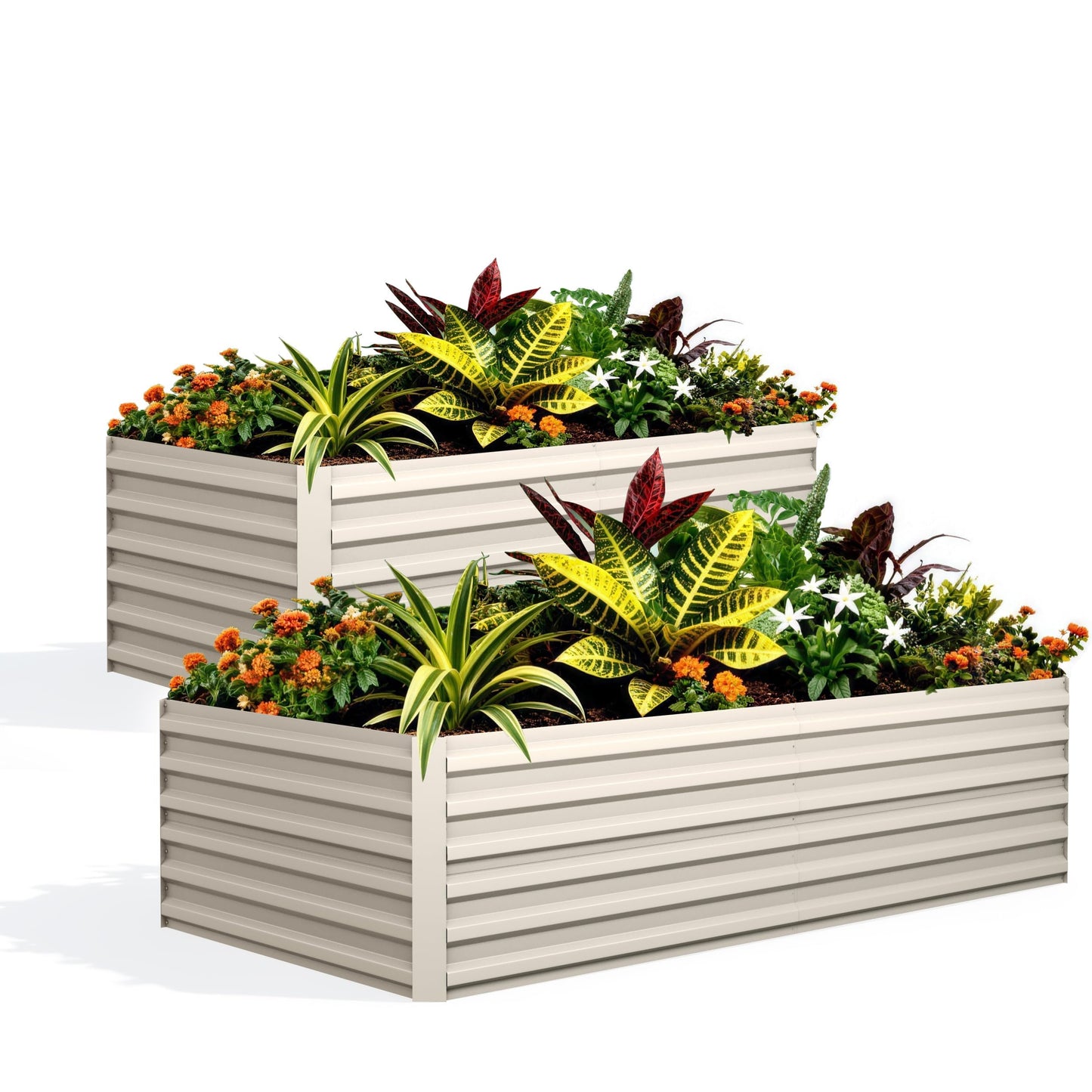 Garvee 2PCS 8x4x2ft Galvanized Raised Garden Bed Outdoor,Rust-Resistant Raised Garden Beds for Gardening, Easy Assembly Outdoor Garden Box & Planters