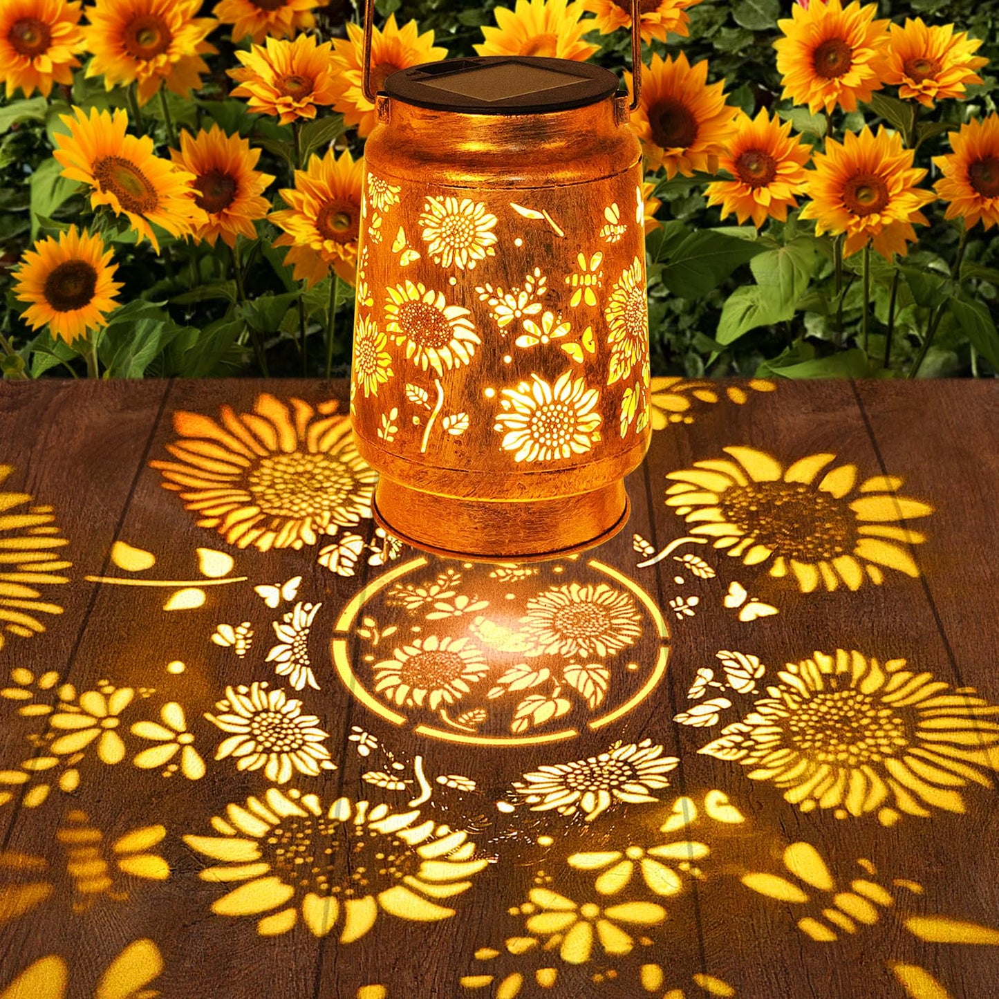 Sunflower Solar Lanterns Outdoor Waterproof, Mothers Day Gifts for Women Mom Grandma, Metal Hanging Lantern Solar Lights LED Decoration with Shepherd Hook Outside for Yard, Patio, Porch, Garden Decor