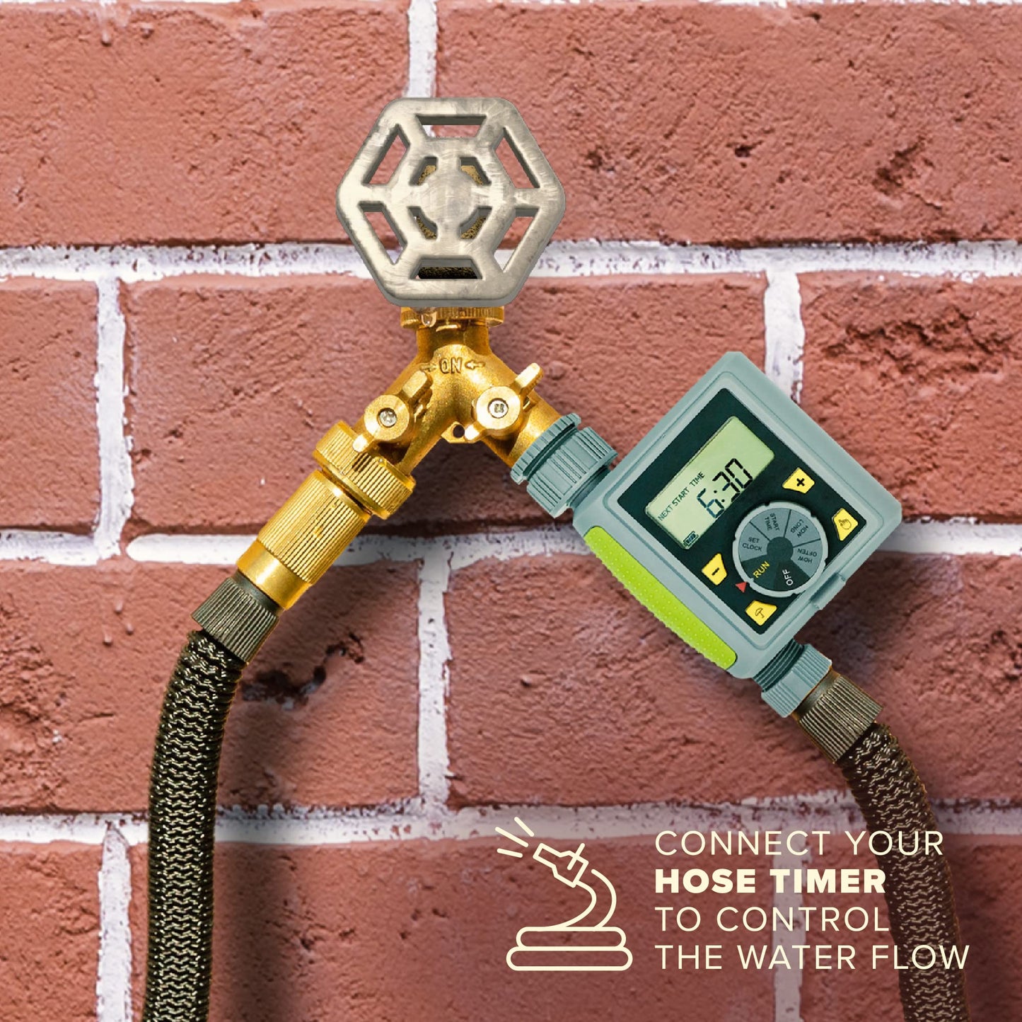 INNAV8 Garden Hose Splitter 2 Way Heavy Duty - SOLID BRASS Hose Splitter Features Easy to Open Valves - Hose Bib Y Splitter for Outdoor Faucet