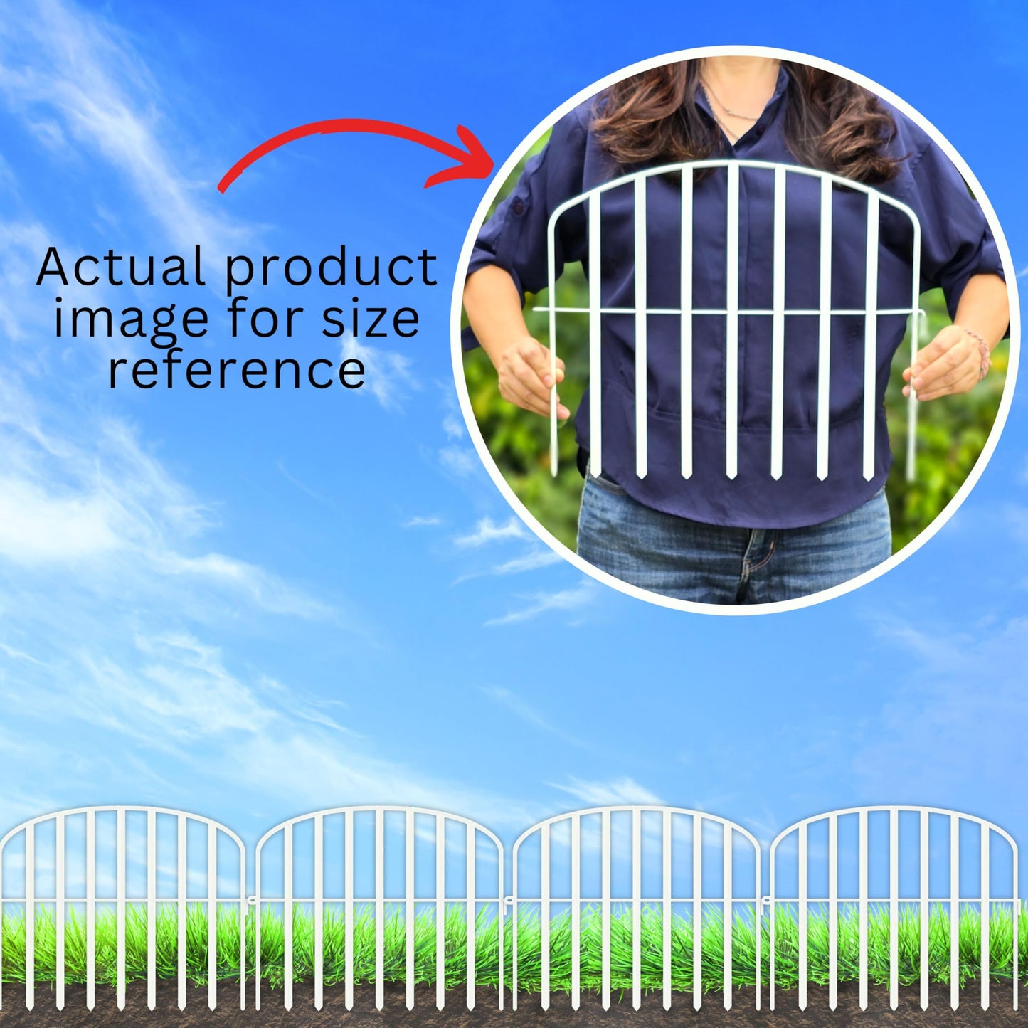 ShopLaLa Decorative Fence (10 Panels) 13in(L) x 16.5in(H) Rustproof White Metal Wire Animal Barrier Fences, Flower Bed Edging for Landscape Outdoor Patio Decor Dog Yard Gates Fencing Backyard Panels