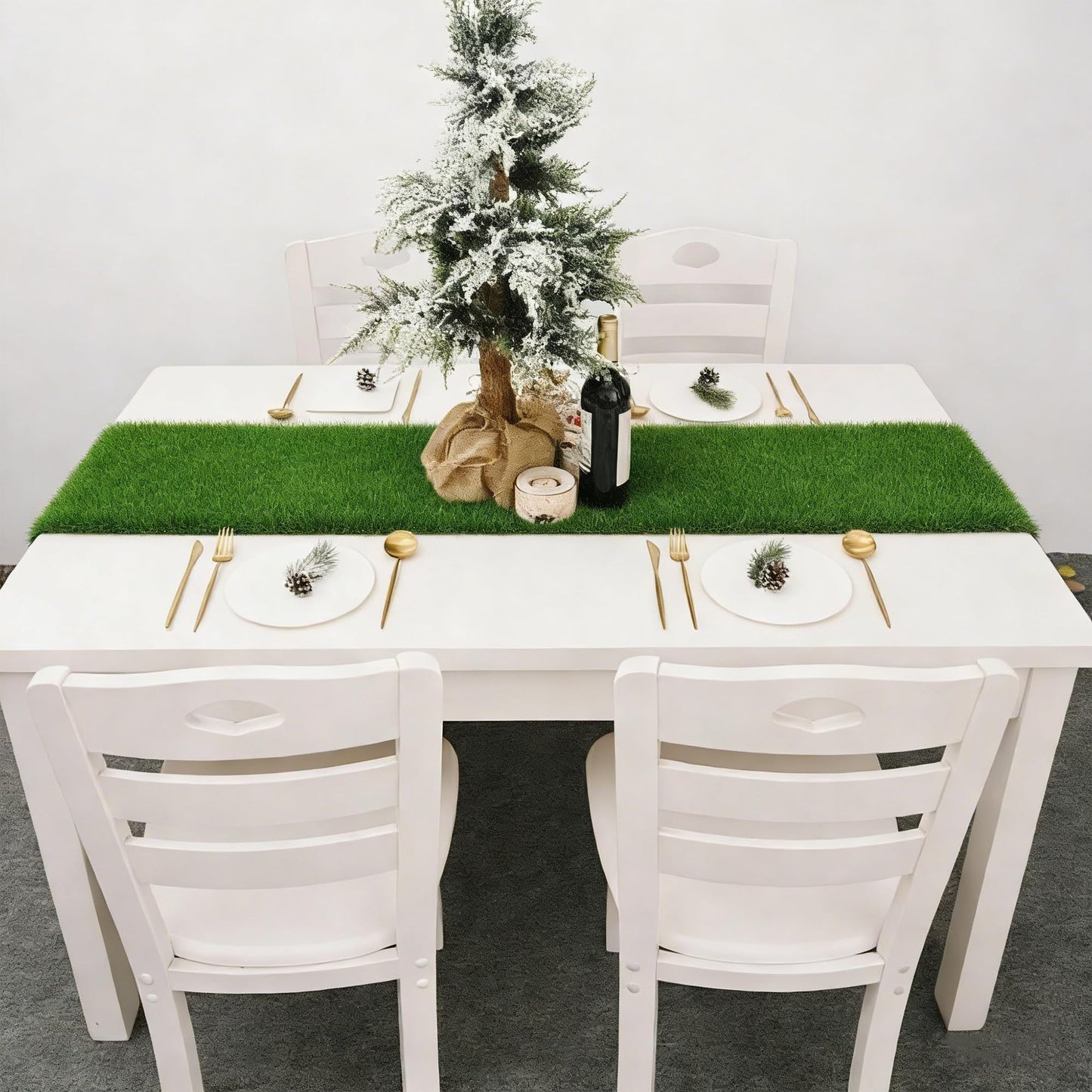 VERDIGRASS Artificial Grass Indoor Outdoor Table Runner 12 x 36 Inch,Waterproof Astro Turf with Drainage Holes,Fake Turf Mat Grass Rug for Golf Themed Party,Wedding, Birthday,Home Decor,Dark Green