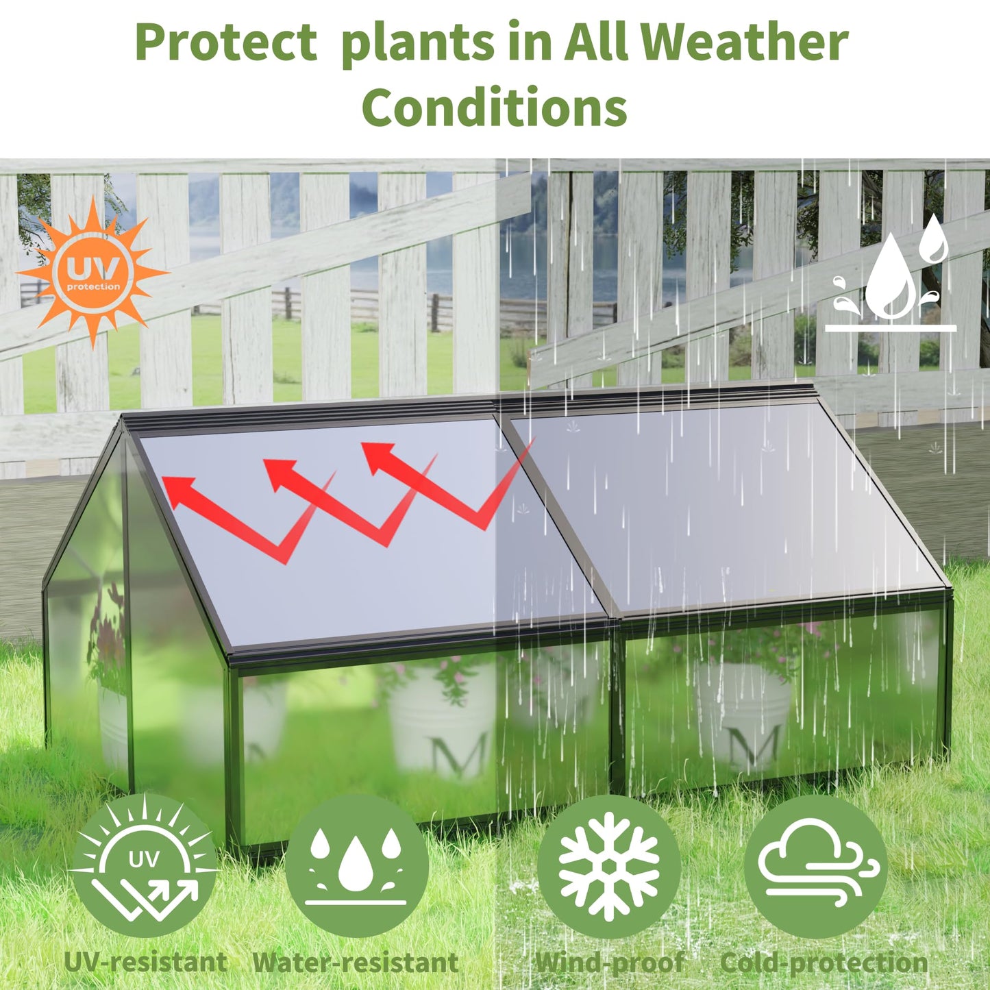 Raised Garden Bed with Greenhouse Cover, 68.7"x45"x51.5" Large Elevated Planter Box, Mini Greenhouse, Outdoor Standing Garden Bed for Vegetables, Herbs, Flowers on Patio, Balcony, Backyard