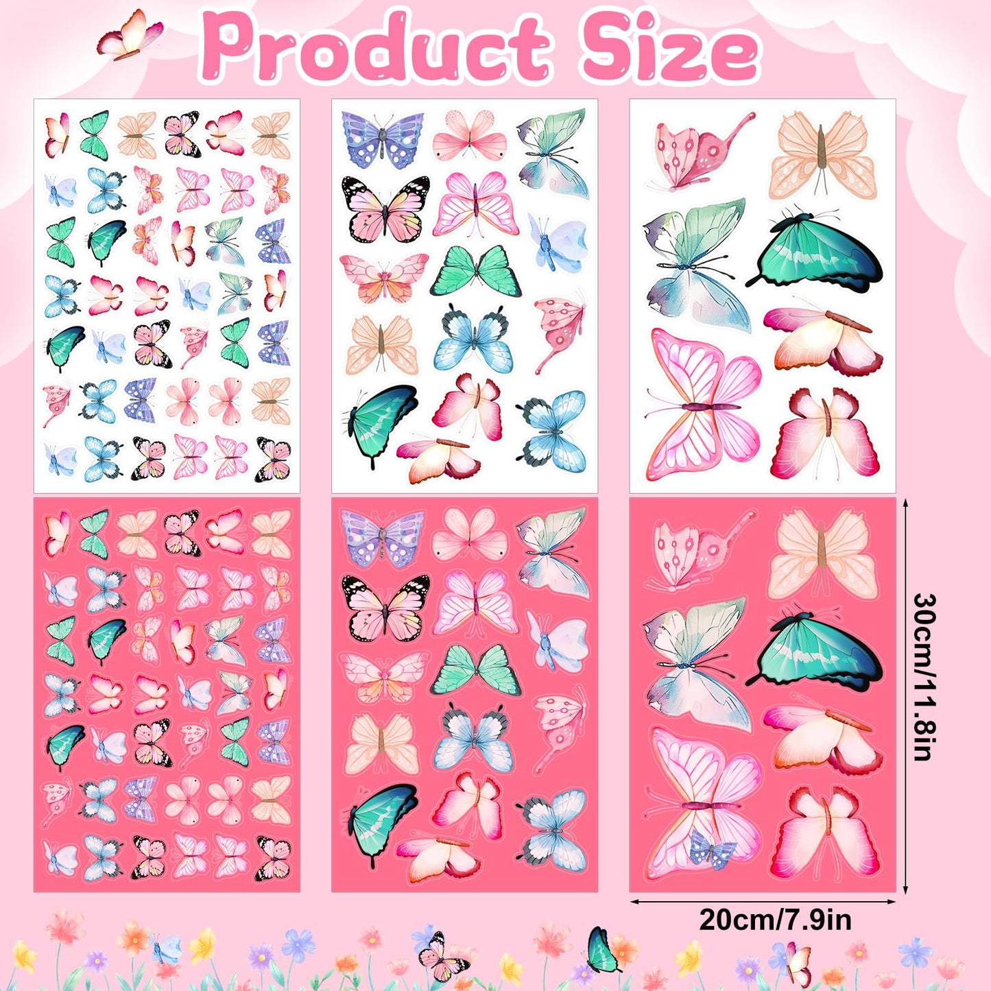 128 Stickers/6 Pieces Wall Decals for Girls Bedroom,Glow in the Dark Stickers,Butterfly Wall Decals - Blue & Pink Glowing Decor for Bedroom, Party Decor, Kids Room,Living Room(Detachable)