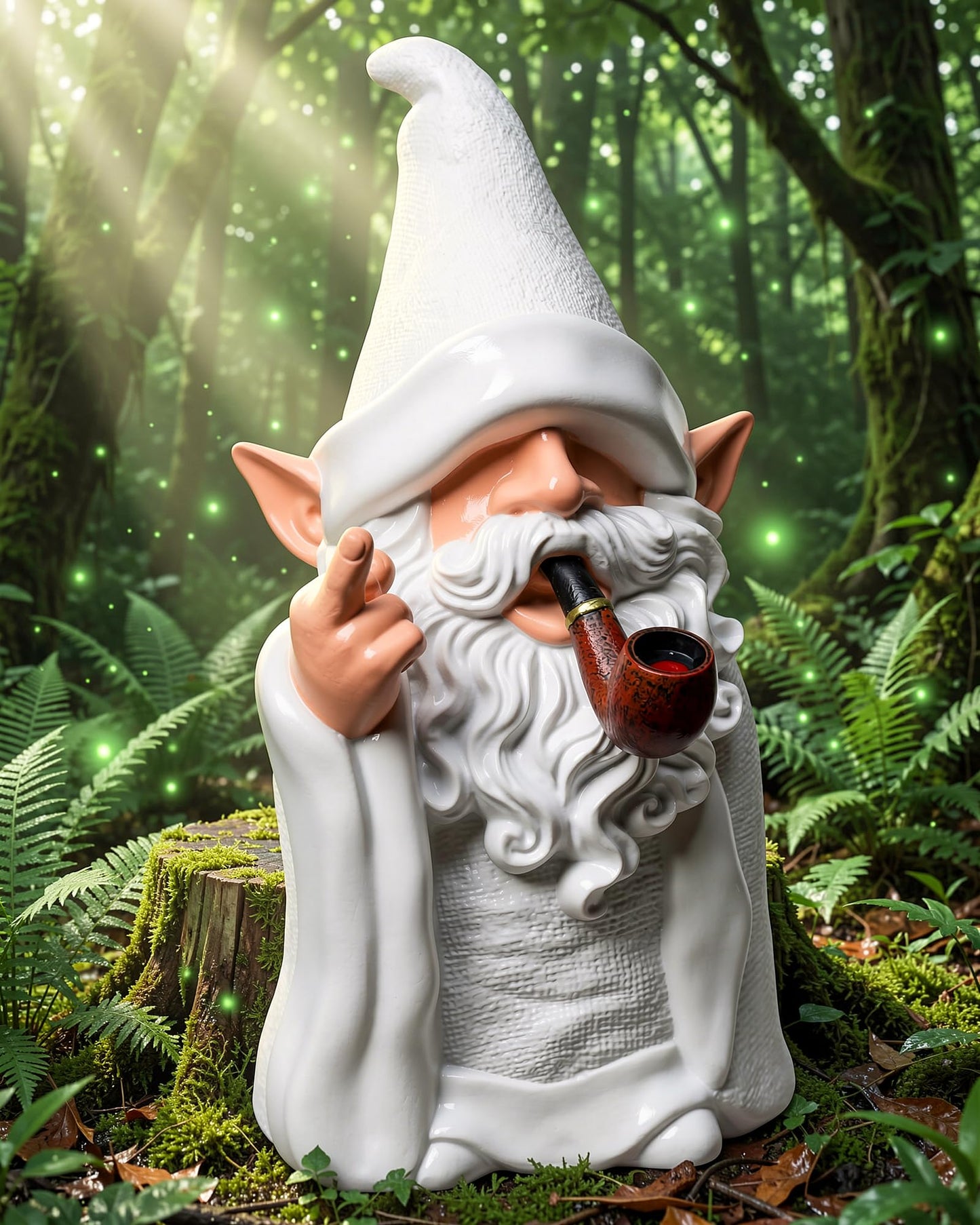Leverse Smoking Wizard Dwarf Garden Gnome Statue with Middle Finger Decor, 5.9 Inch Funny Resin Outdoor Decoration for Patio, Lawn, Yard and Home, Great Gift for Easter, Halloween and Christmas