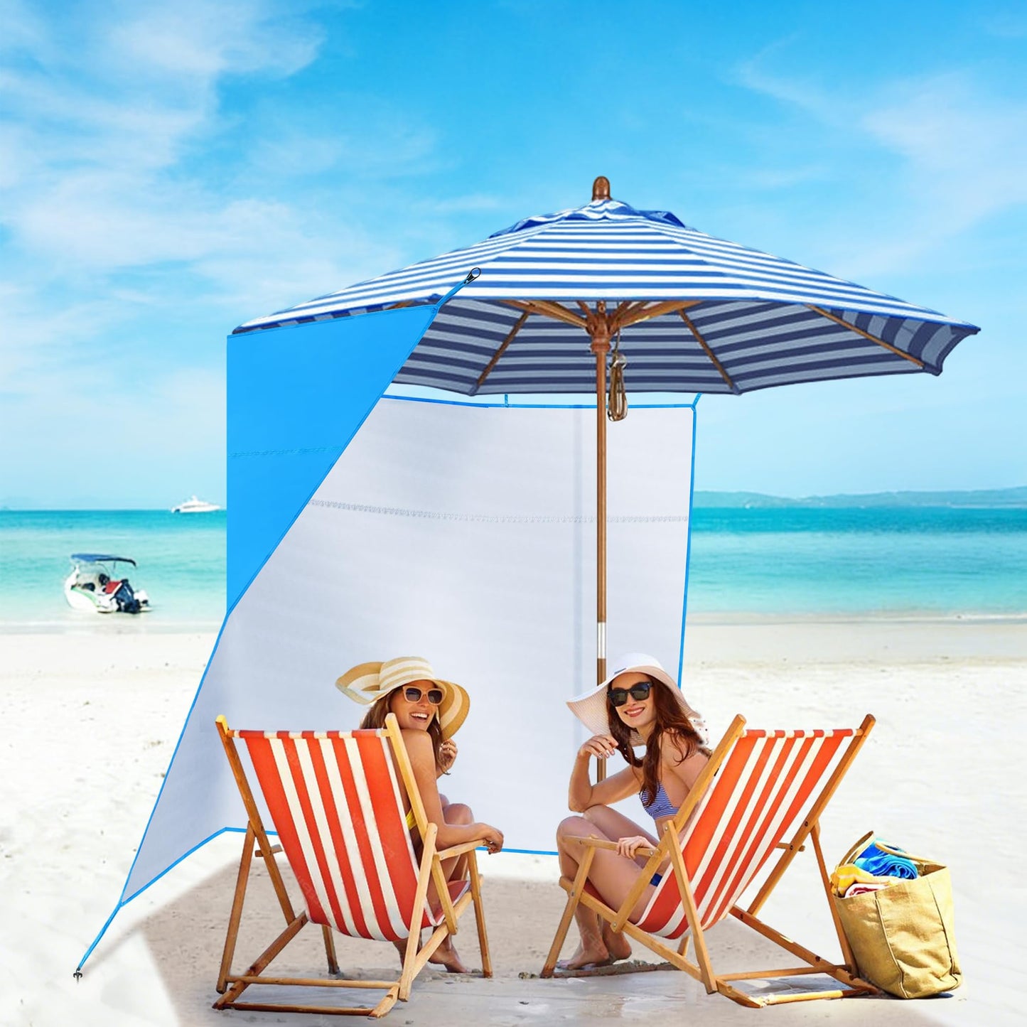 Bylion Large 5.9 x 9.8ft Umbrella Side Shade-UPF50+ Sidewall Accessory for Portable Beach Umbrella Removable Shelter Wall to Block Sun, Wind, & Rain - Waterproof SunWall for Universal Canopy Sunshade