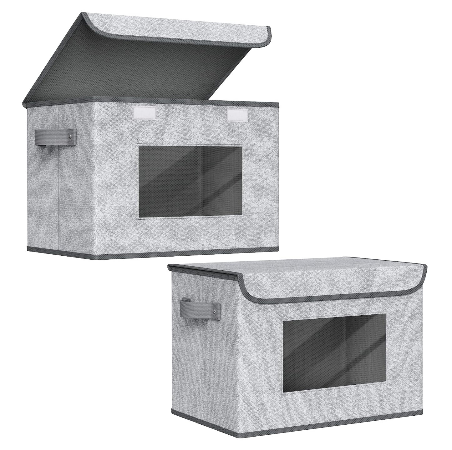 Univivi Larger Fabric Collapsible Storage Bins, Foldable Storage Boxes with Lids, Storage Cube Organizer Basket for Home, Closet, Bedroom(Gray, 17“ x 12” x 12")