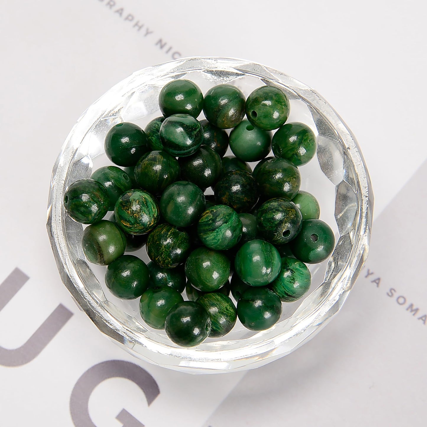 47Pcs 8mm African Emerald Jade Beads Natural Round Loose Real Stone Beads Gemstone Genuine for DIY Hand Made Craft Jewelry Bracelet Earring Necklace String Making Energy Healing Power