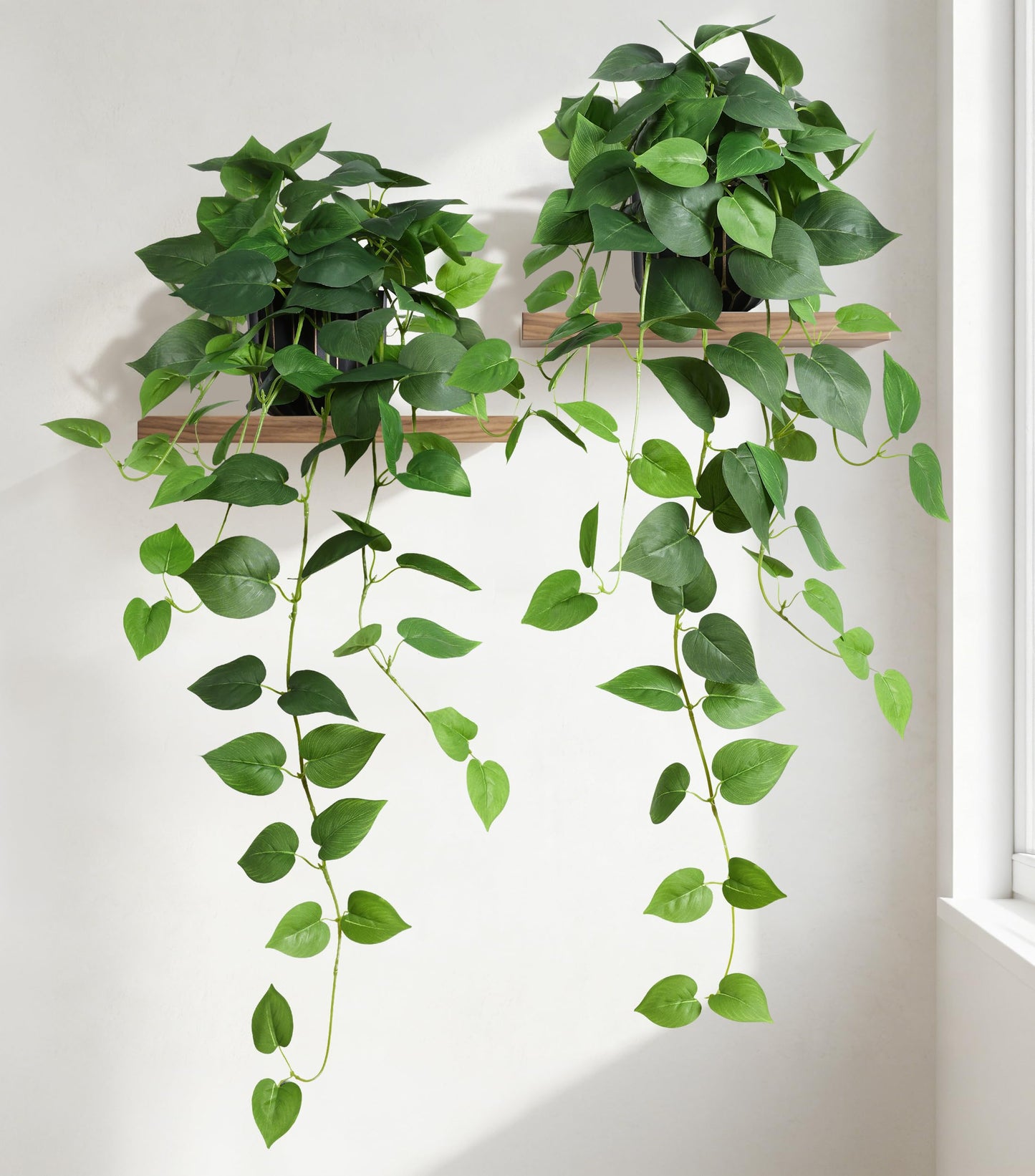 FancyPlus Fake Plants 2 Pcs Faux Pothos Plants Potted Indoor Artificial Hanging Plants Realistic Fake Greenery Table Desk Bathroom Office Bedroom Living Room Shelf Modern Farmhouse Decor Indoor