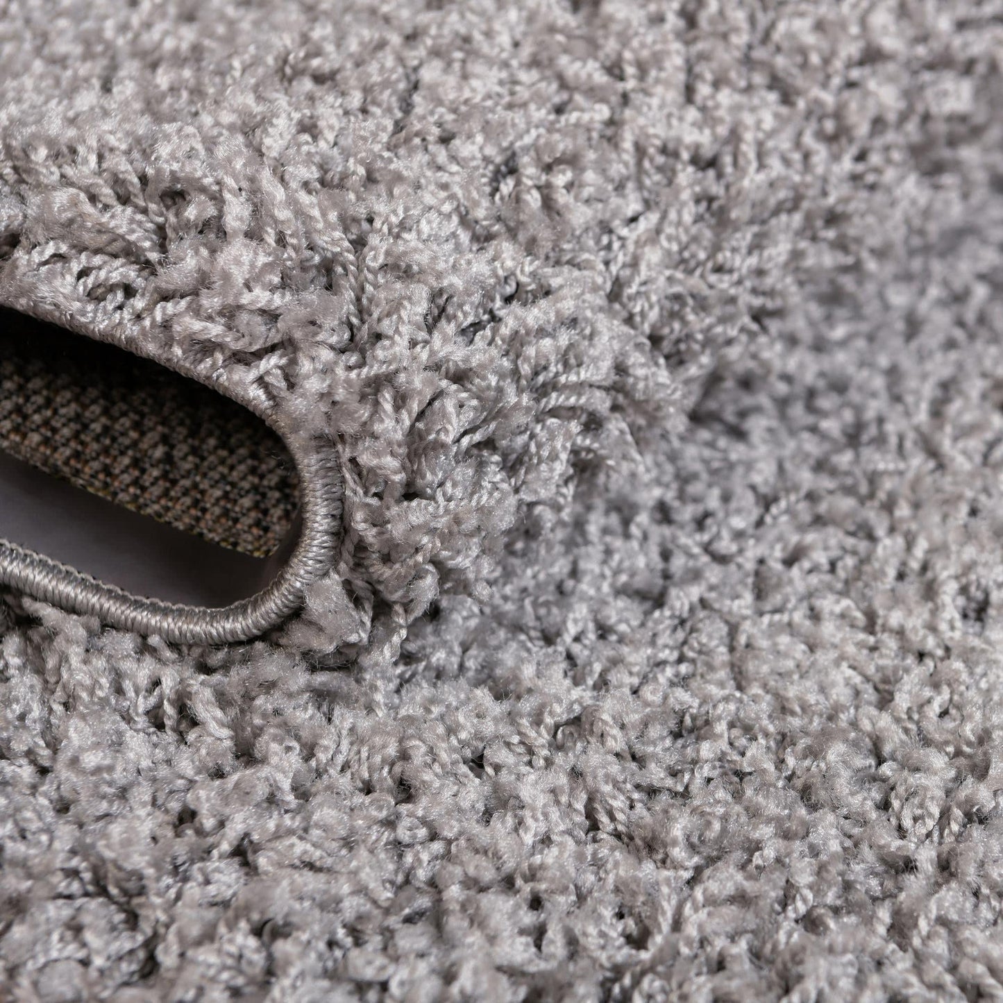 Unique Loom Solid Shag Collection Area Rug (5' 1" Square, Cloud Gray)