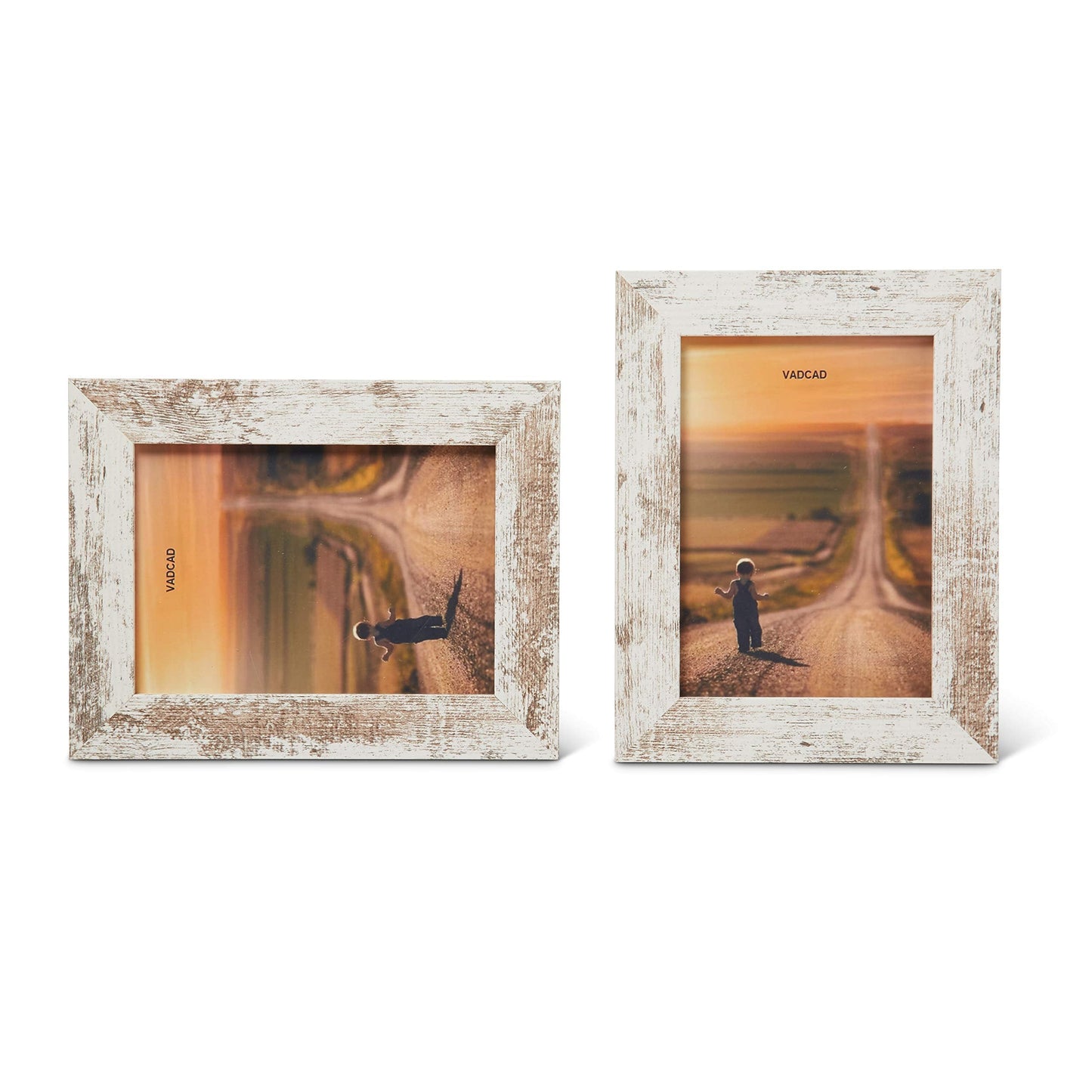 VADCAD Picture Frames 5x7 (6-Pack) - White Rustic Distressed Farmhouse Wooden Frame - Photo Frame with Acrylic Front Ready to Hang or Stand