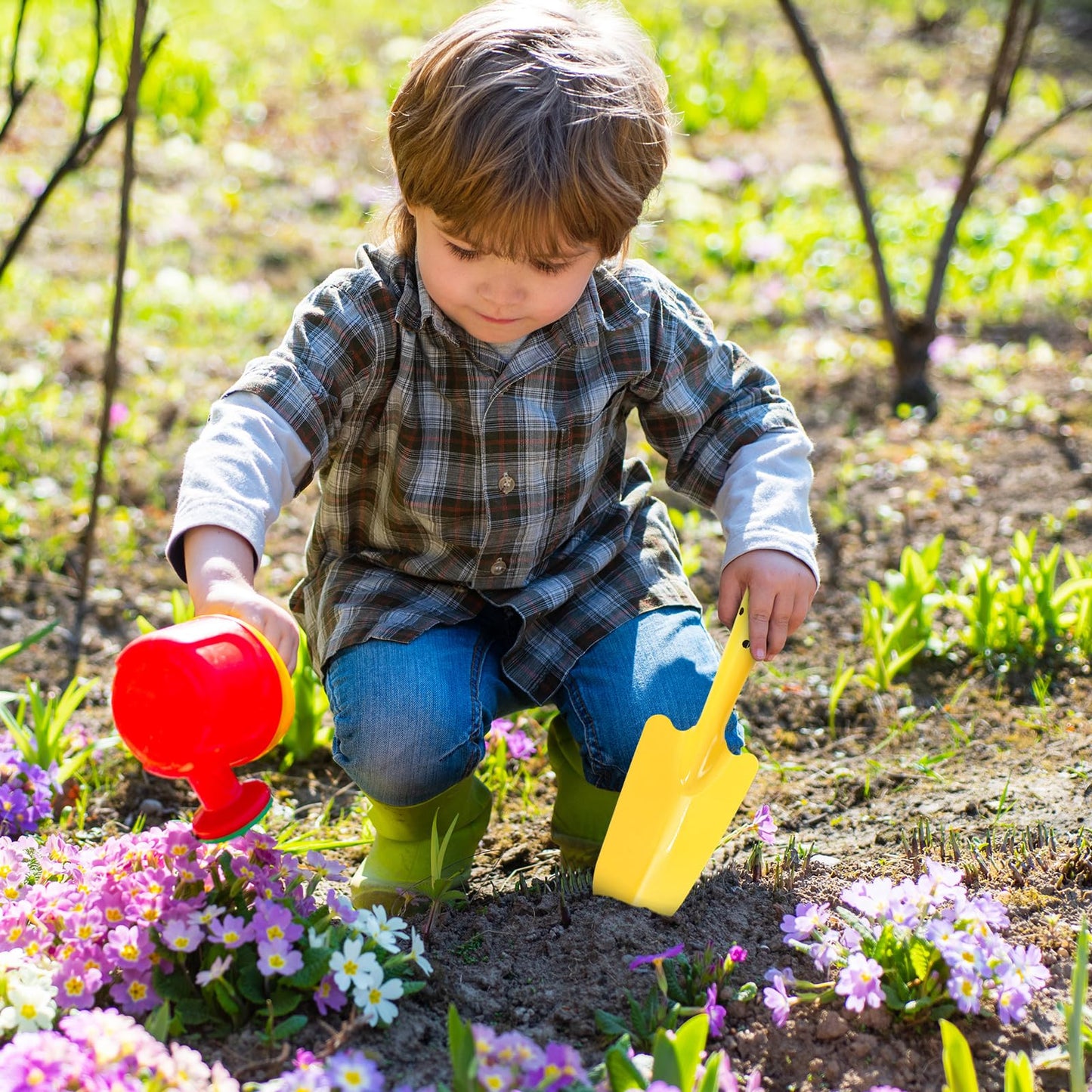 FYSUIMU 18Pcs Spring Colorful Garden Shovels Red Yellow Blue Pointed Tip Mini Shovels Teens Adults Students Metal Garden Tools for Flower Soil Planting Digging Transplanting Activities