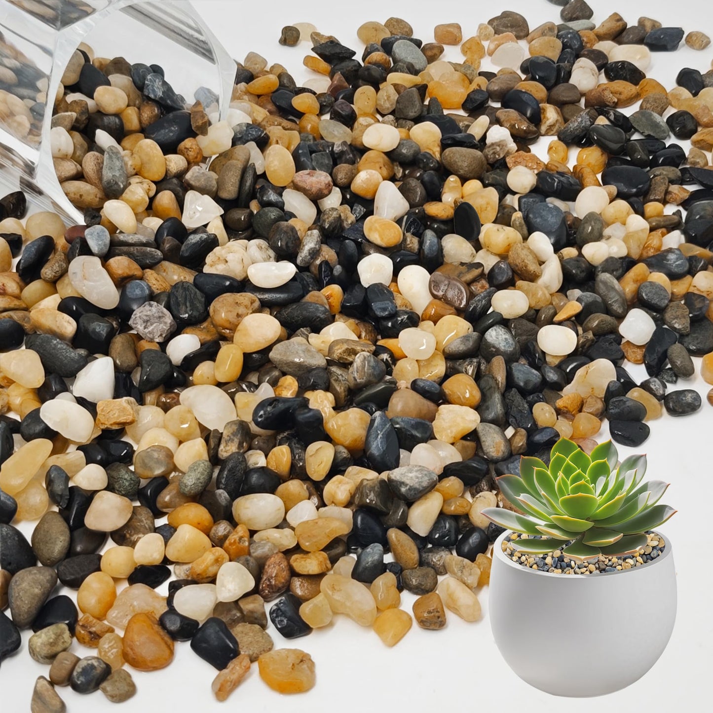 11 pounds Natural Small Pebbles, Polished Decorative Rocks for Succulents Gravel Pebbles for for Indoor and Outdoor Plants, Fish Tank, Hydroponics，Bonsai(5-8mm)