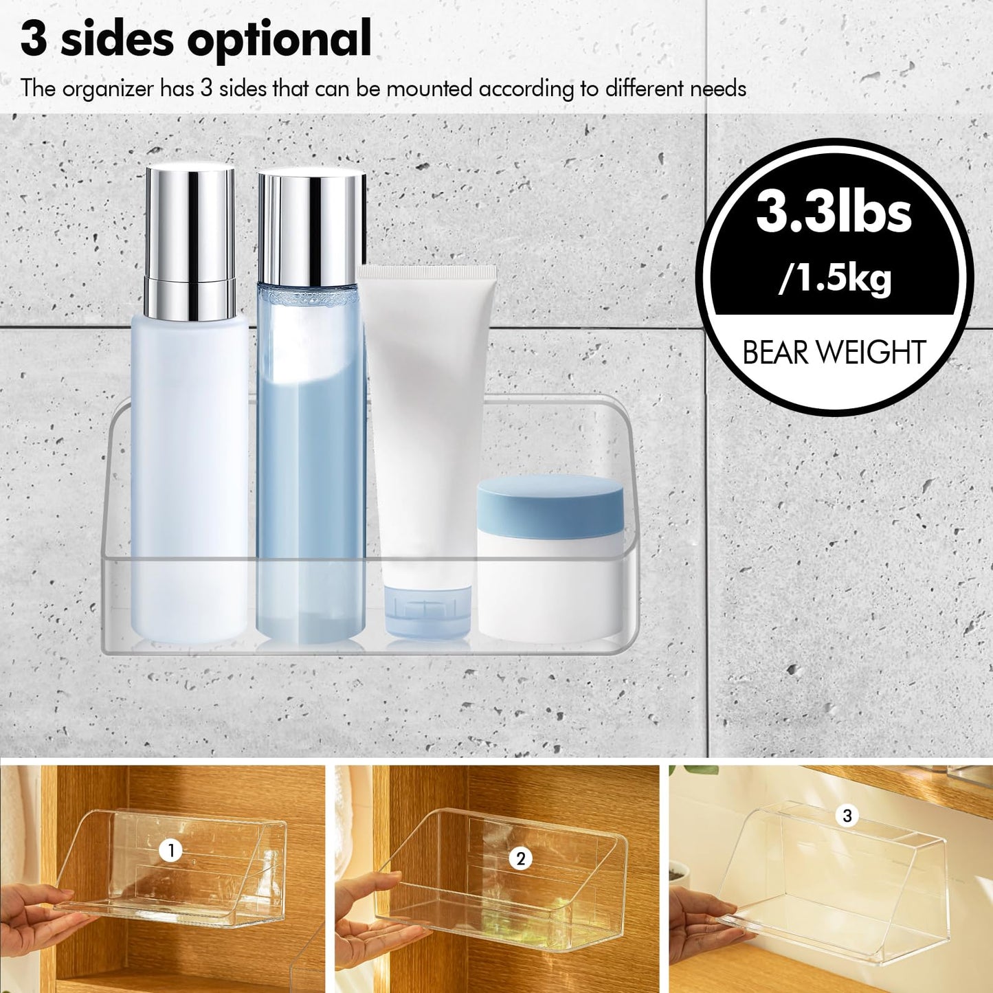 Poeland Medicine Cabinet Shelves Organizer, Wall Mounted Storage Organizer, Clear Storage Box for RV Bathroom, Bedroom, Personal Organizers (Transparent)