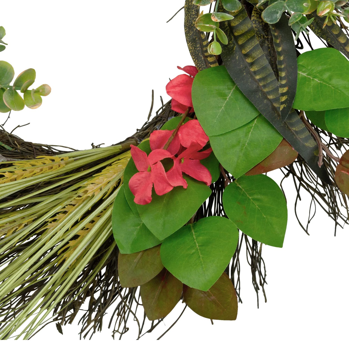 Wheat, Eucalyptus and Twig Artificial Wreath, 22-Inch