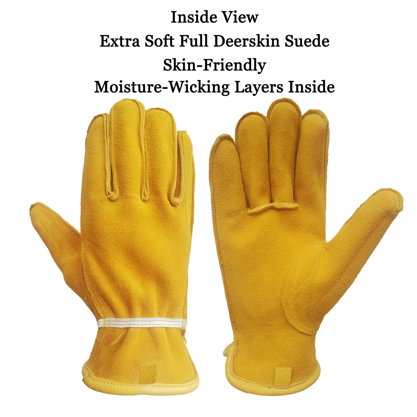 SKYDEER Full Premium Wild Elkskin Leather Work Gloves for Men, All-Weather Durable & Breathable, Anti-Slip Grip, X-Large Glove for Heavy-Duty Labor, Construction, and Gardening (SD8826/XL)