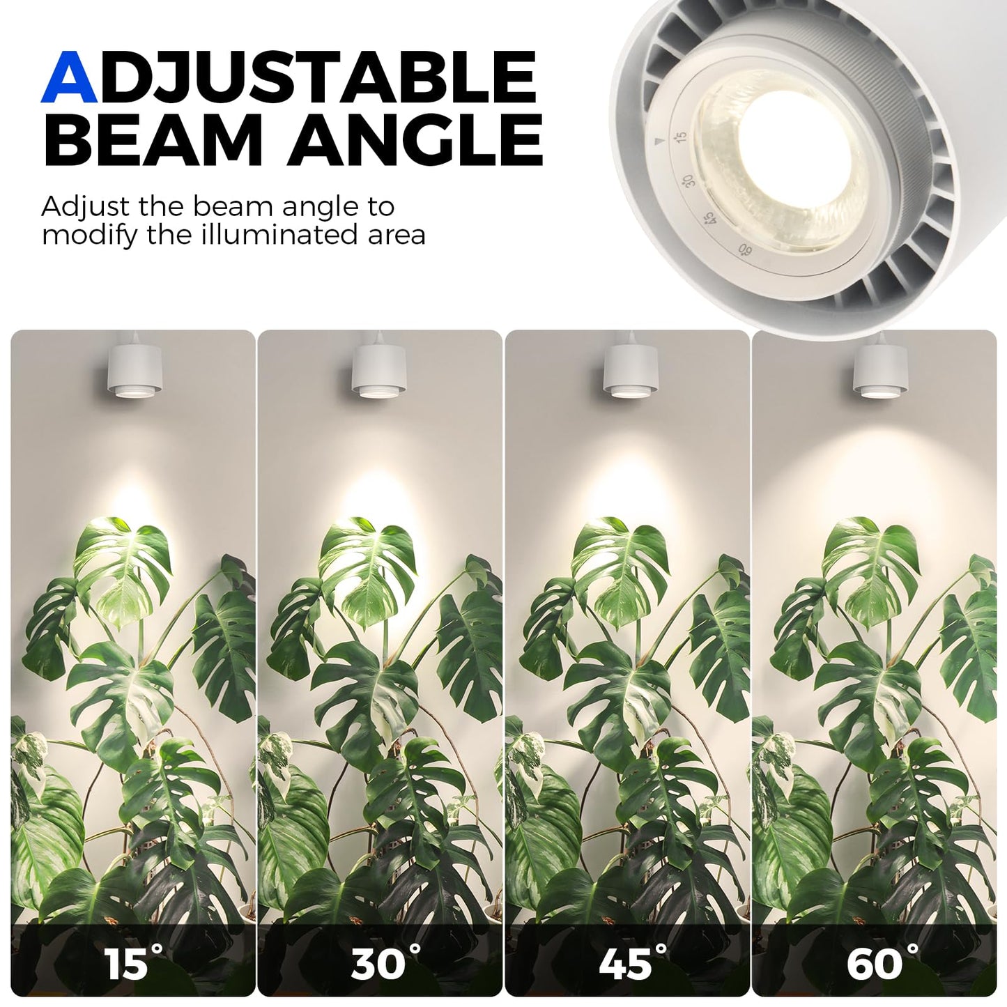 Barrina TR40 Hanging Grow Lights for Indoor Plants, 40W 4000K Full Spectrum, Adjustable Beam Angle 15°-60°, Hanging Grow Light with Mechanical Timer and 16.4FT Power Cord, for Garden Greenhouse, White
