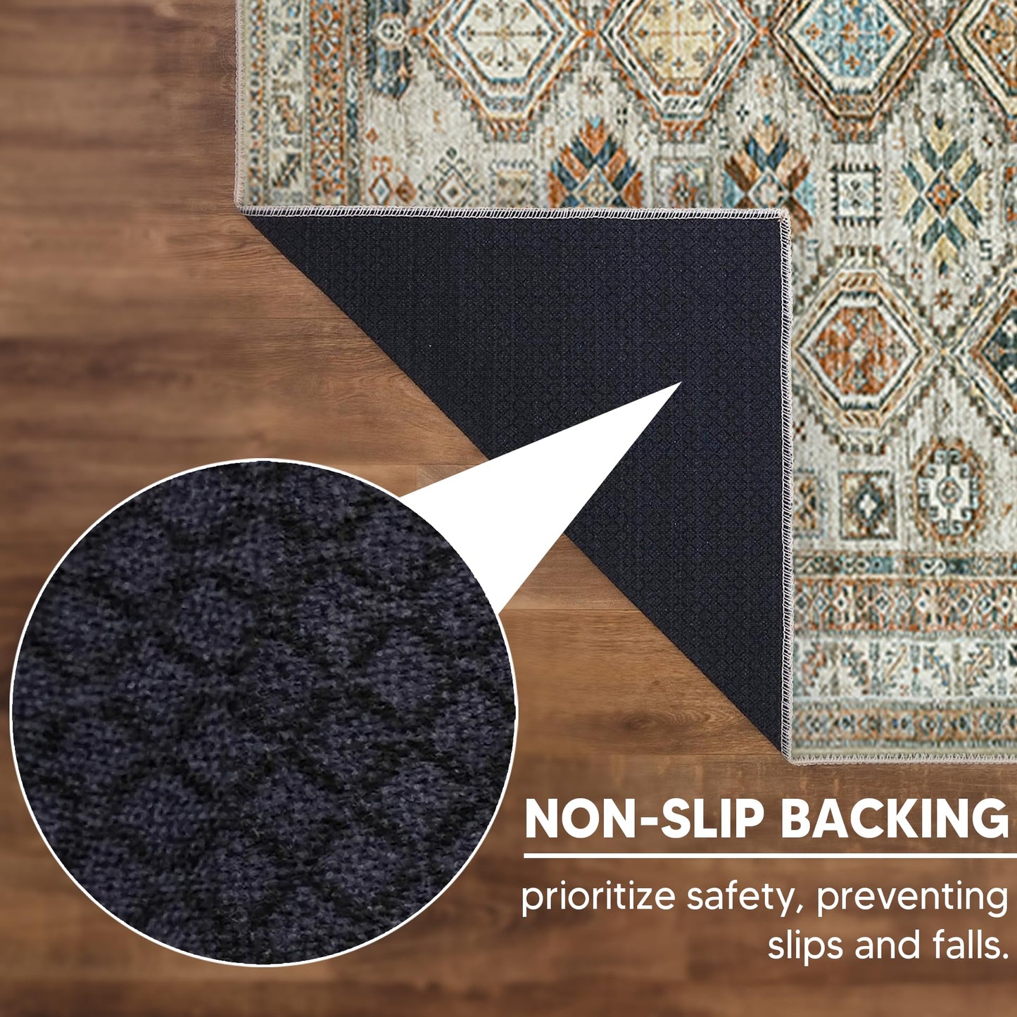 Keen Home Design 3x5 Rug - Machine Washable Entry Rug with Non-Slip Backing, Ideal for Enteryway, Kitchen, Bathroom, Laundry Room - Vintage, Easy Clean, Durable, Low Pile Rug - (3' x 5')