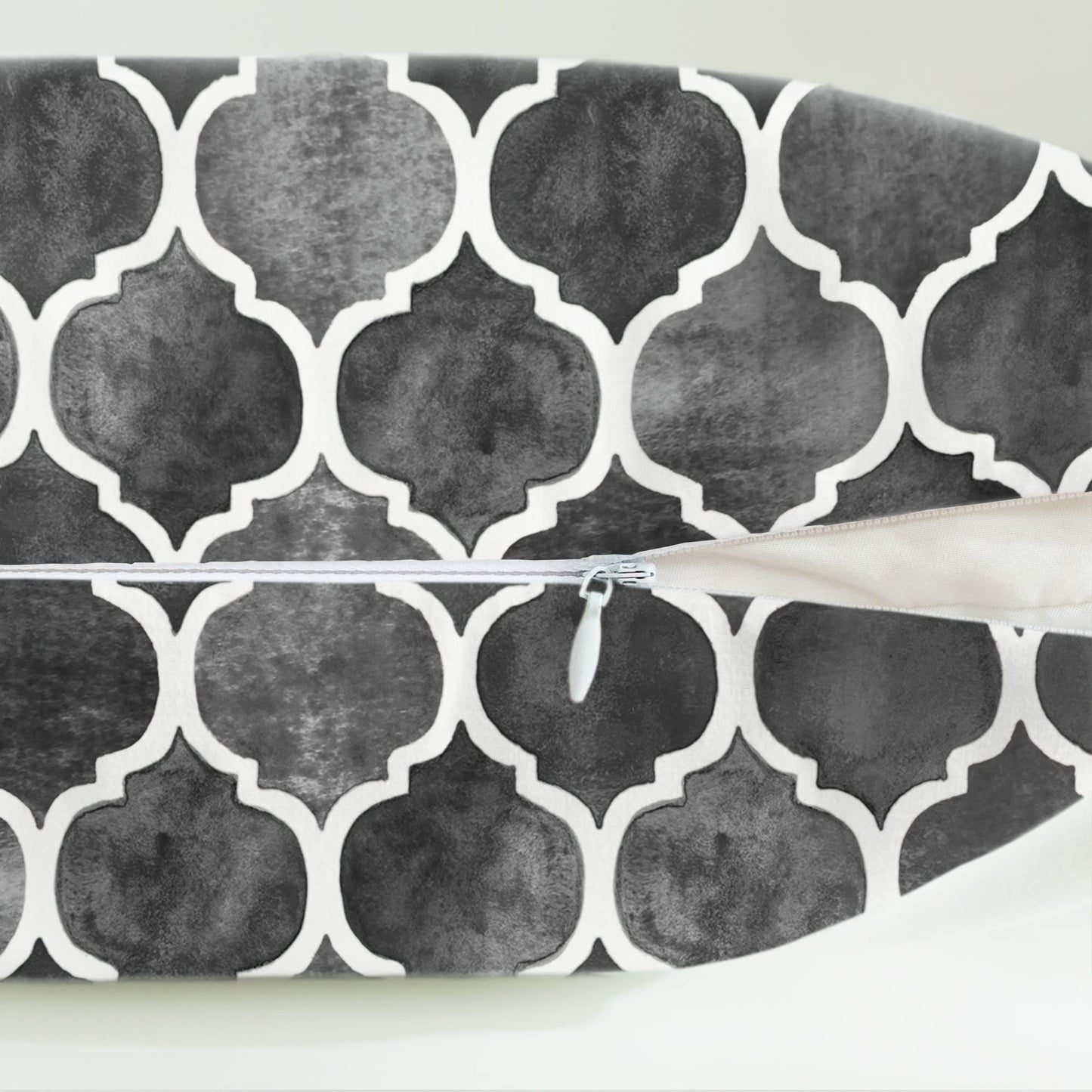 CaliTime Cushion Cover Pack of 2 Cosy Cushion Covers for Couch Bed Sofa Hand Painted Colourful Geometric Grid Chain Print 45 cm x 45 cm Main Grey Carbon