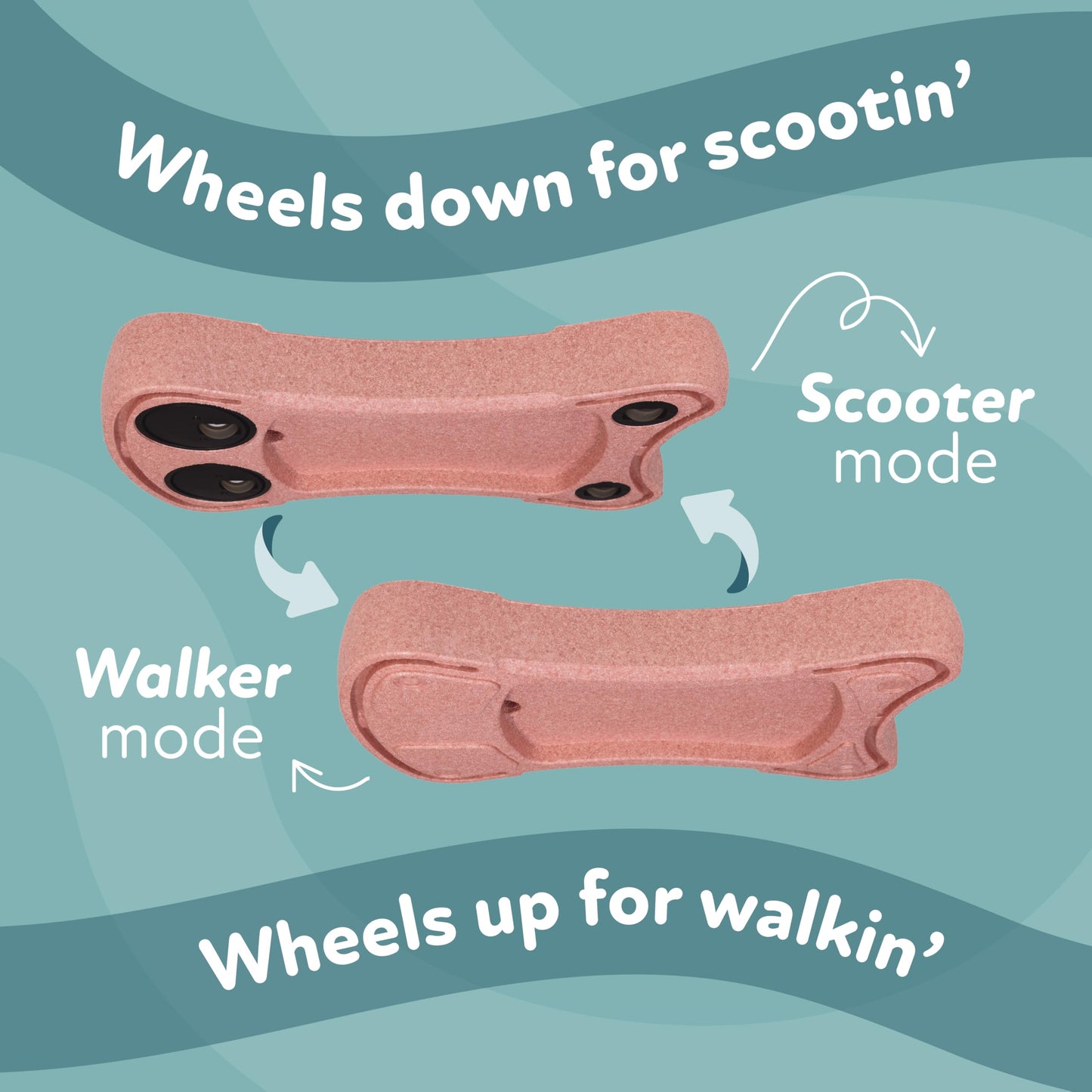 Nuby Boogie Buggy 3-in-1 Scooter for Kids - Walker, Scooter & Caster Board - Indoor & Outdoor Ride-On Toy for Ages 12+ Months - Pink