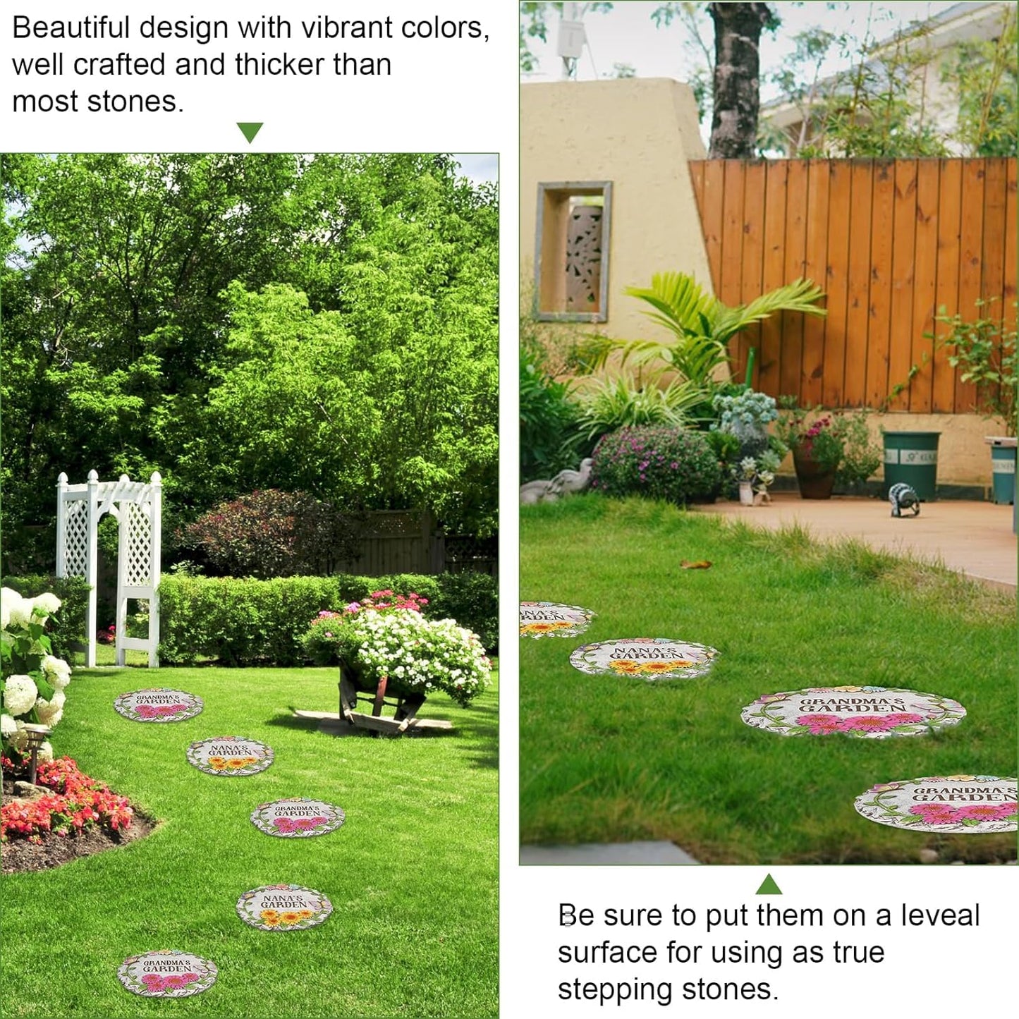 Garden Stepping Stones Set of 2,Ybenlld 10 inch Nana's Outdoor Garden Decor,Decorative Stones Pavers for Garden Walkway Landscaping,Grandma’s Gift