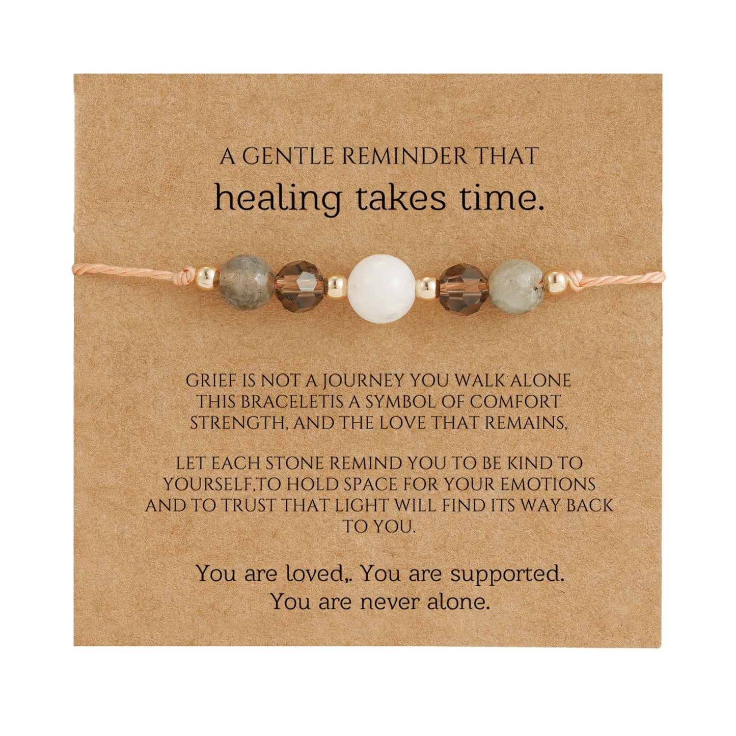 Fezodo Empath Protection Bracelets Gifts for Her, Healing Takes Time Bracelet Natural Energy Crystal Beaded Bracelet Chistmas Valentines day Birthday Gift for Friends Women Men