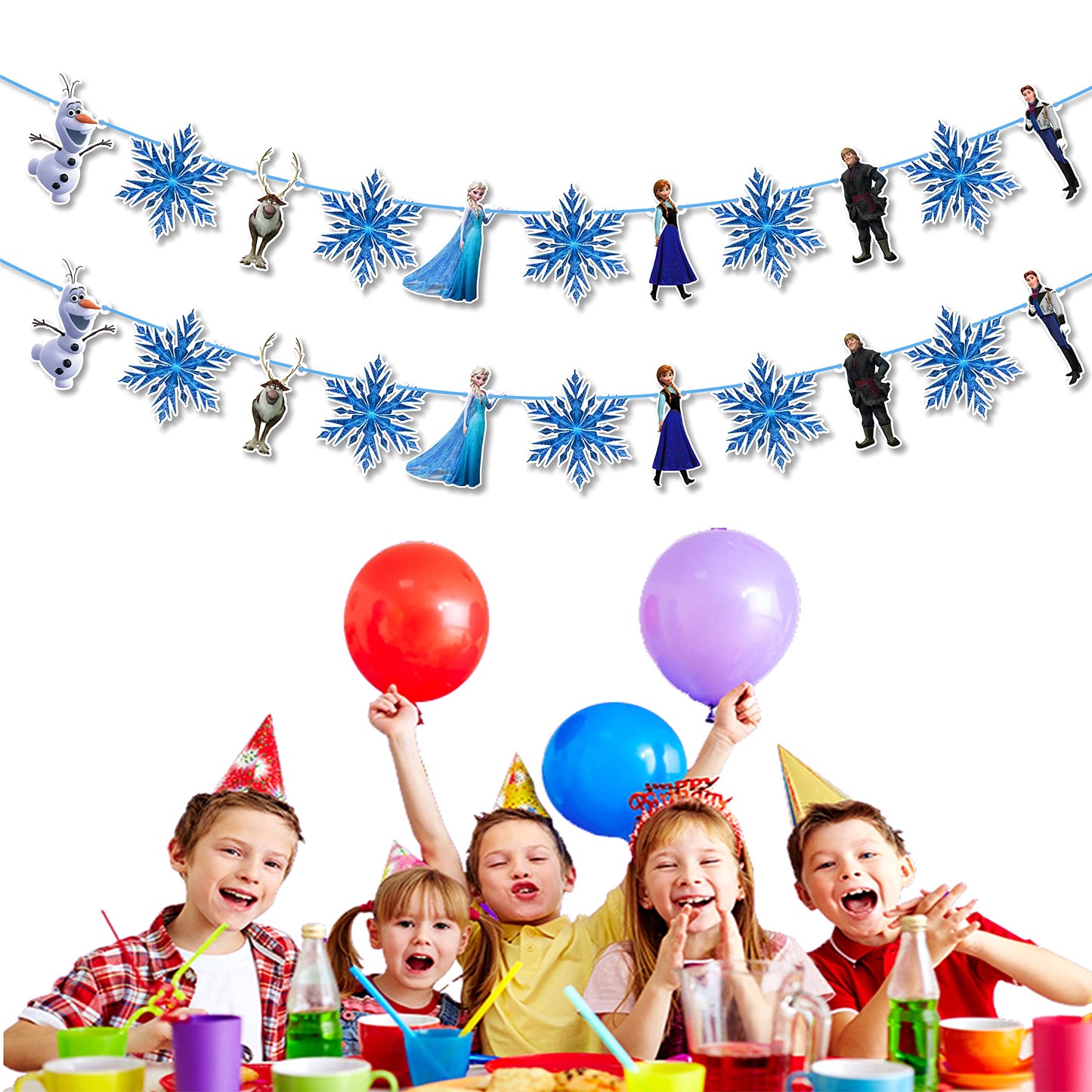 Frozn Garland Decoration – ICY Winter Theme Hanging Garland for Birthday Celebration Setup, Wall and Backdrop Display, Party Room Styling, Photo Area Decoration, and Cool Blue Themed Event Décor