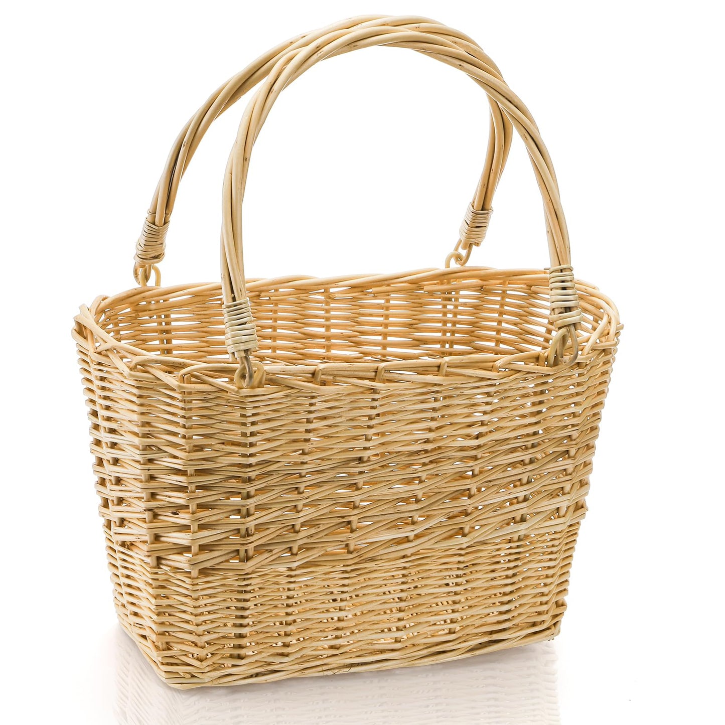 ZEAYEA Wicker Picnic Basket with Handle, Oval Woven Willow Basket, Wicker Storage Gift Basket for Easter, Halloween, Christmas, Egg and Flower Gathering
