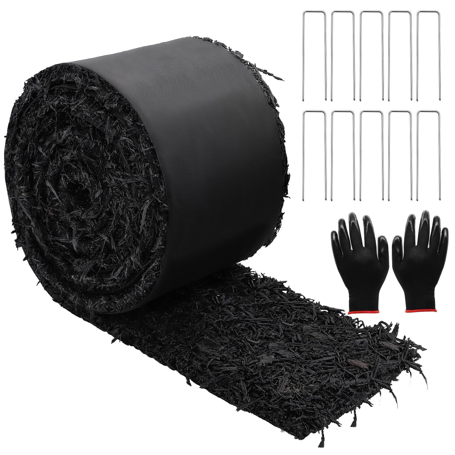 1 Pcs 10 Ft Long Rubber Mulch for Landscaping Garden Mulch Black Roll Rubber Mulch Mat Recycled Natural-Looking Edging Border Cuttable Reduced Weed Growth Bed Liner for Garden 2026