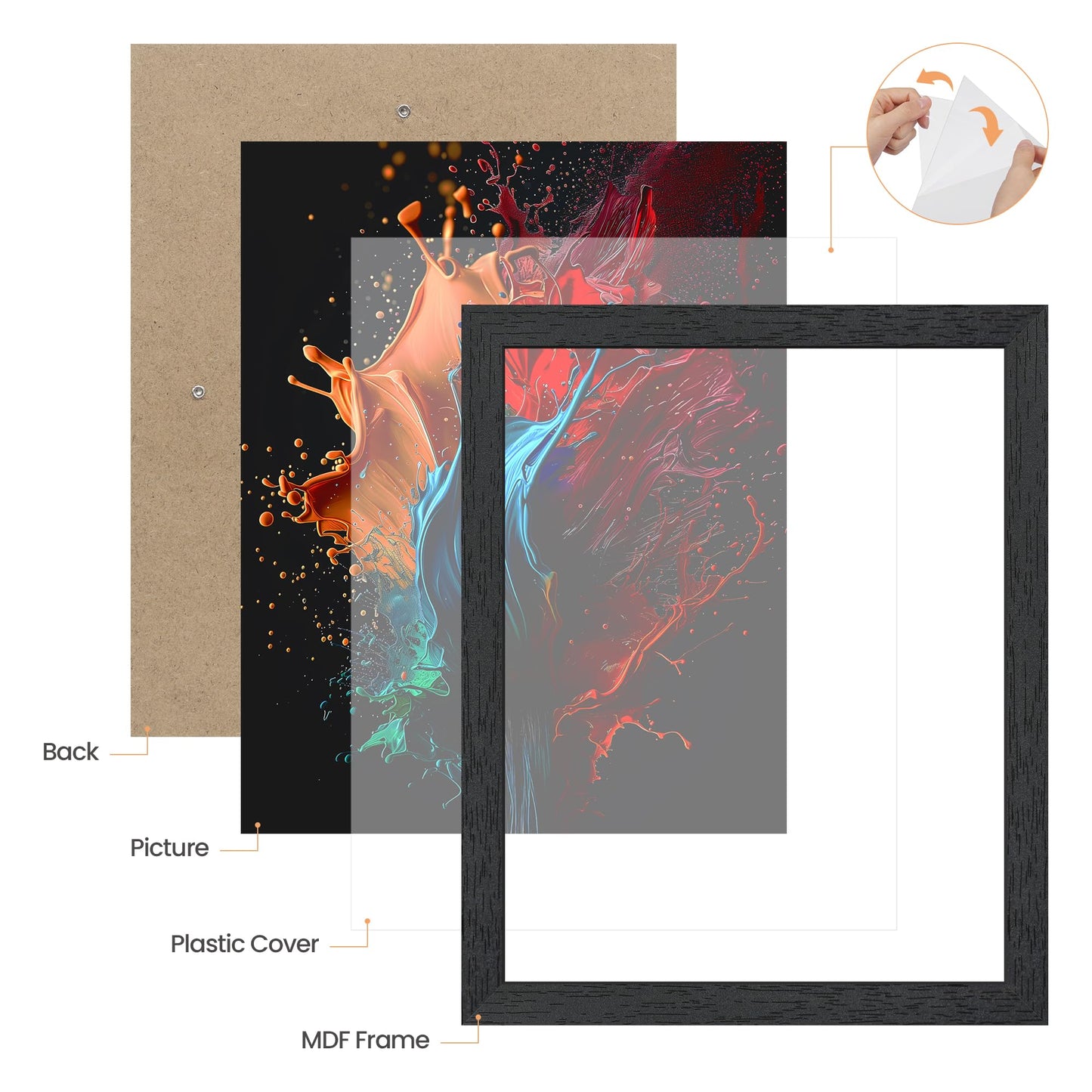 upsimples 12x12 Picture Frame, Wall Gallery Square Frames with Engineered Wood, Black 1 Pack