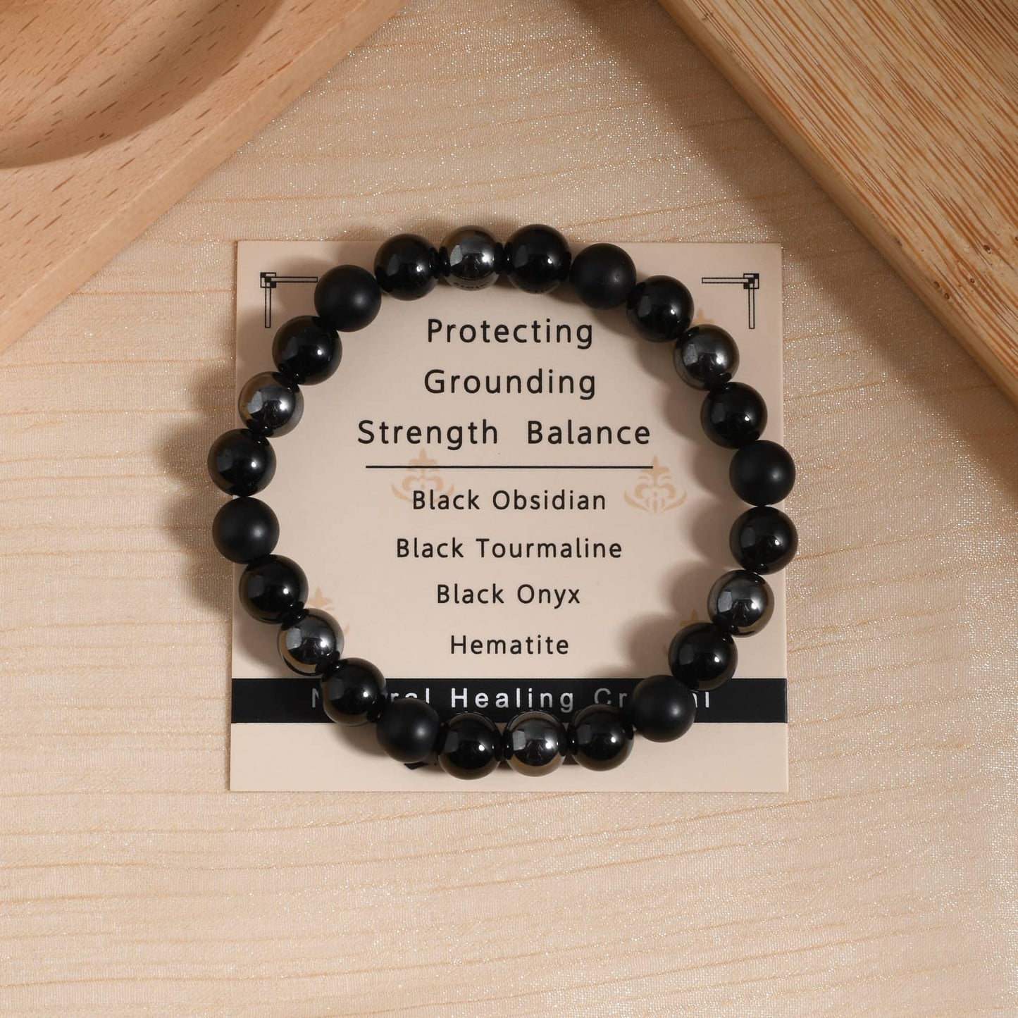 Gracayfr Black Tourmaline Protection Bracelet Empath Obsidian Onyx Triple Natural Stone Healing Crystals Spiritual Gemstone Stretch Bead Hematite 8mm