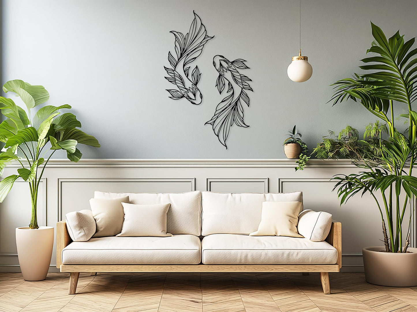 RESACO Koi Fish Metal Wall Art Japanese Art Wall Decor Iron Fish Gifts Asian Decorations for Living Room Bathroom Indoor Outdoor (Black 10.2 x 18.1 inches)
