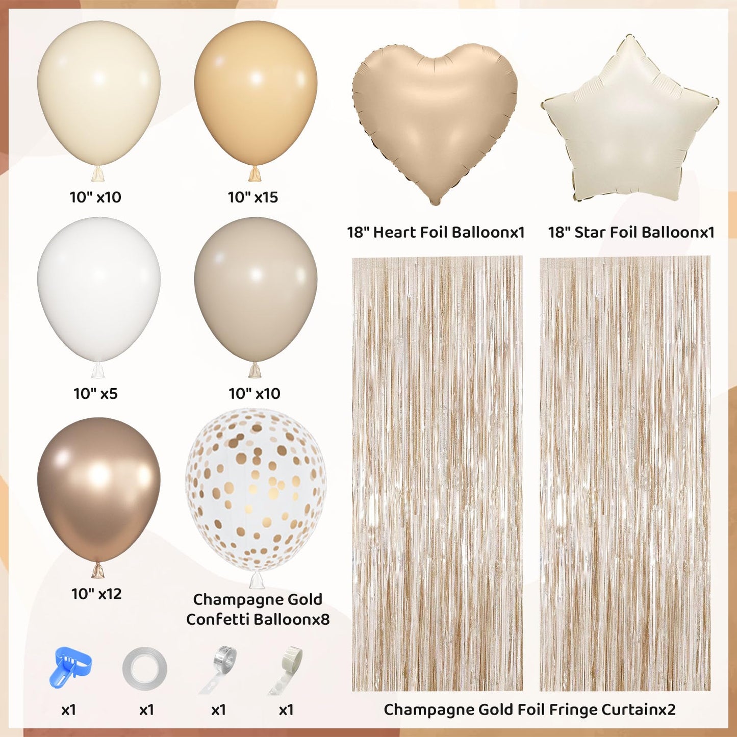 Birthday Decorations for Women, Beige Cream Neutral White Sand Confetti Balloons Boho Happy Birthday Banner Fringe Curtains Hanging Swirls Circle Dots Tassels Pompoms Women Girls Party Supplies