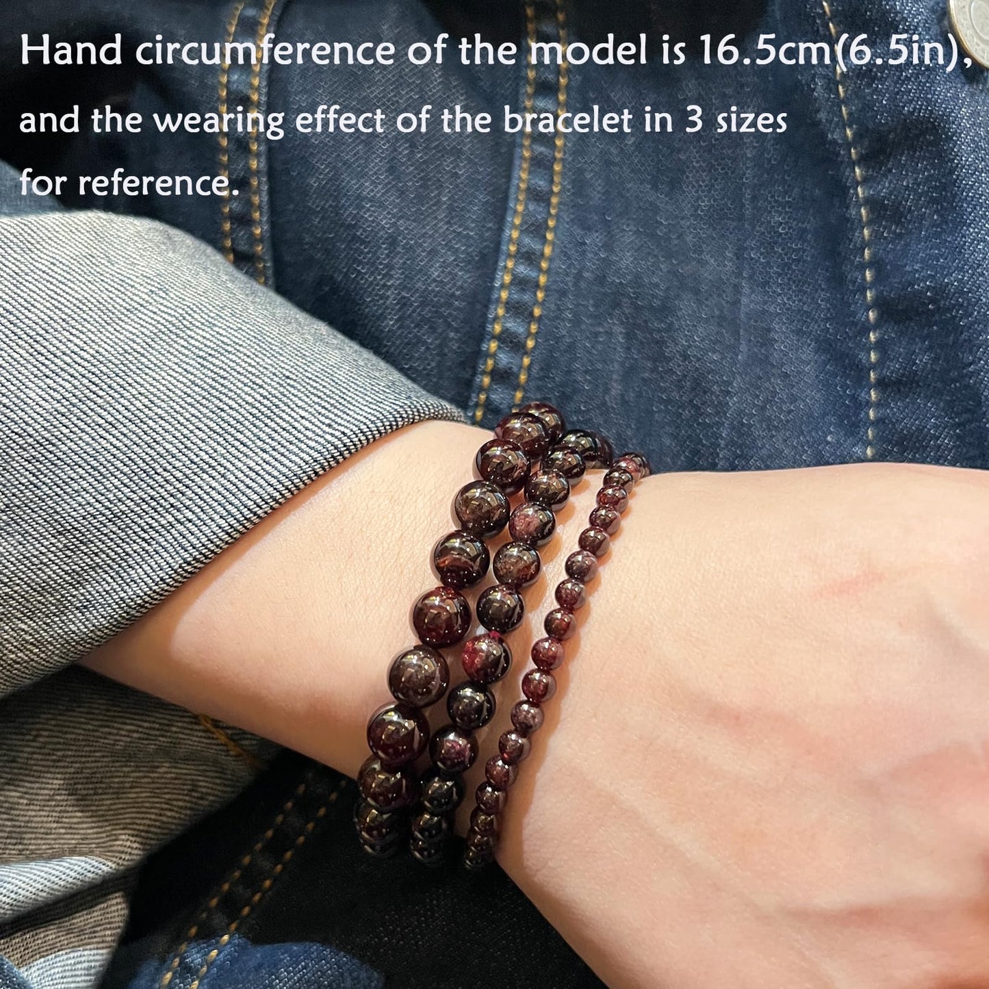 CHCCOYE 6mm Natural Healing Gemstone Bracelet Handmade Yoga Stretch Elastic Bracelet Stress Relief Crystal Jewelry for Men and Women (6mm, Garnet)