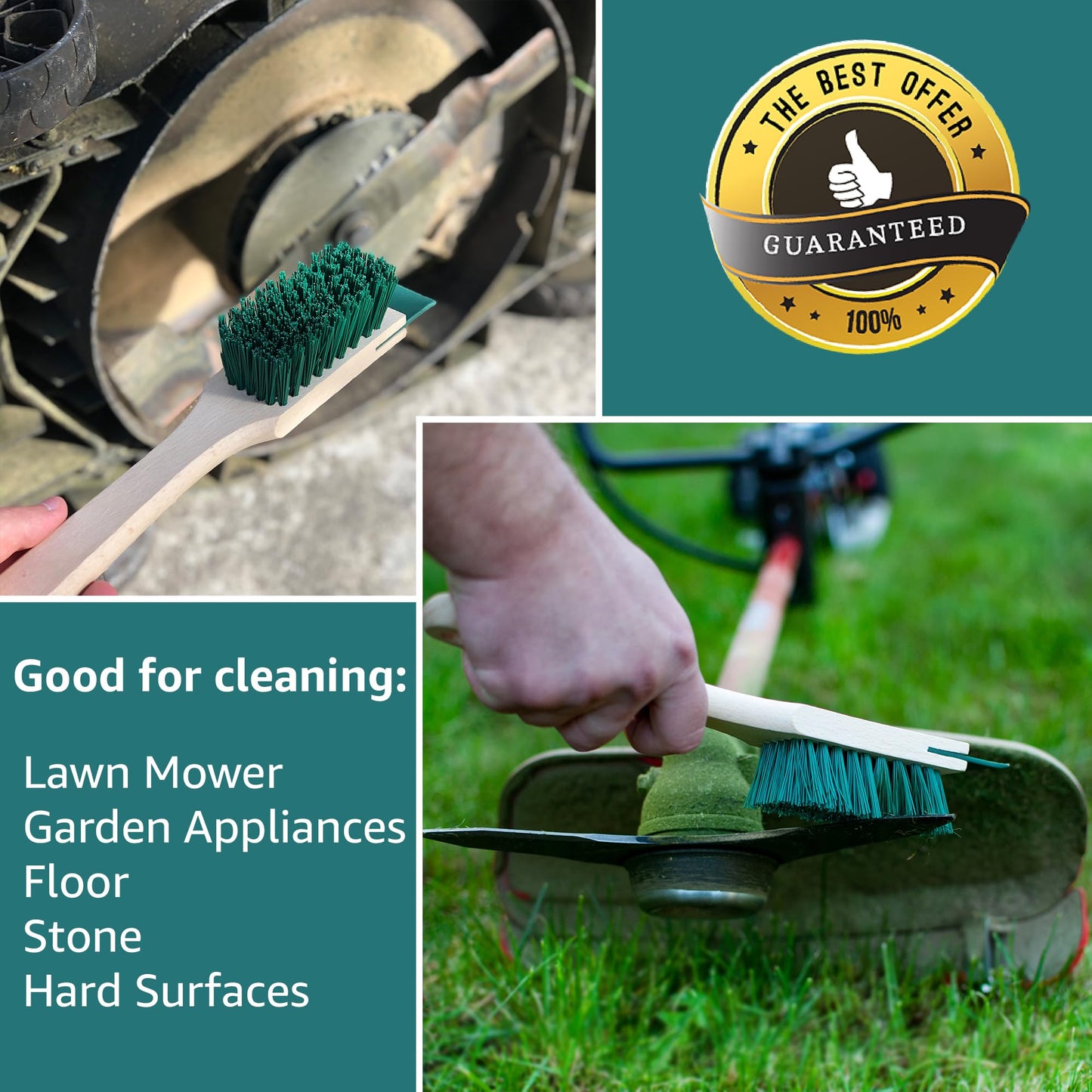 Heavy Duty Scrubbing Brush - Stiff Bristle Scraper, Wooden Handle, Universal Outdoor Cleaning Tool