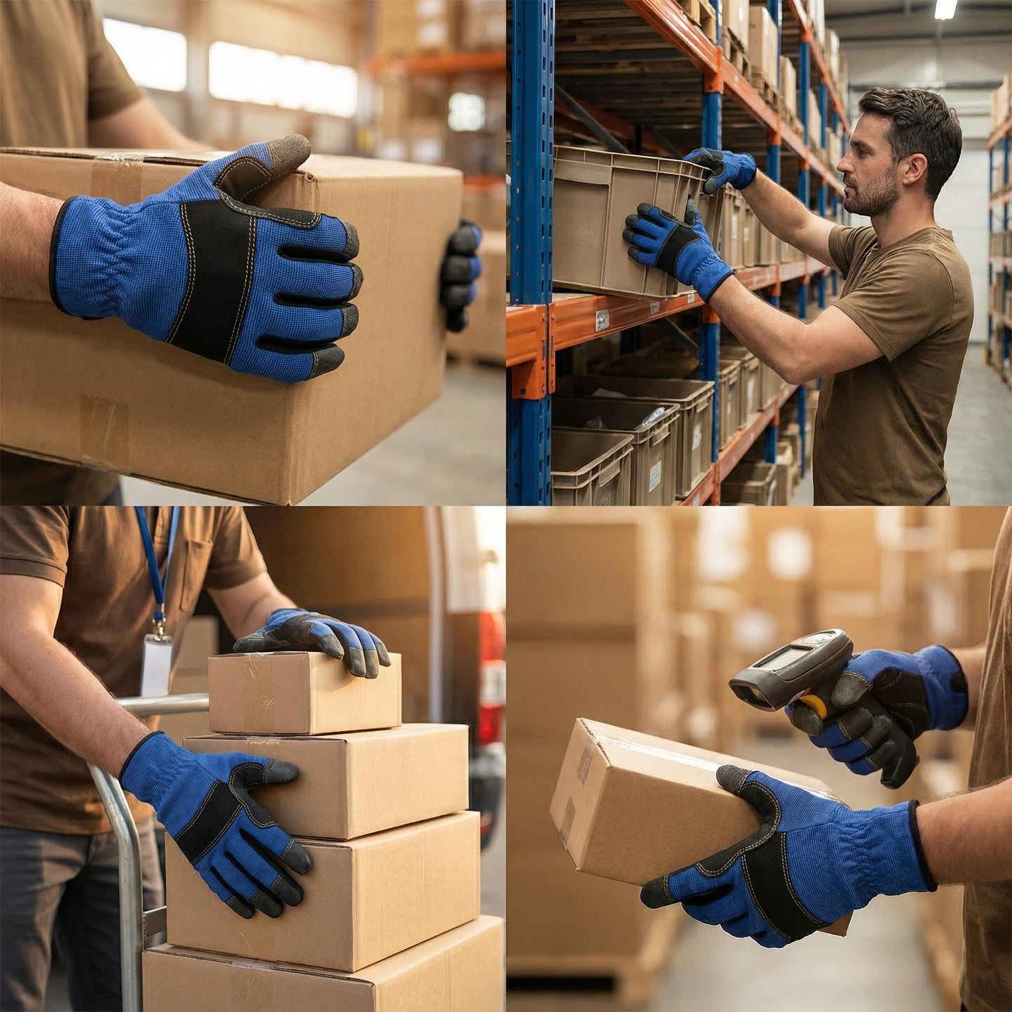NL HOME Work Gloves for Women, Durable Mechanic Gloves, Flexible Gardening, Construction & Utility Work Gloves with Touchscreen, Blue, M