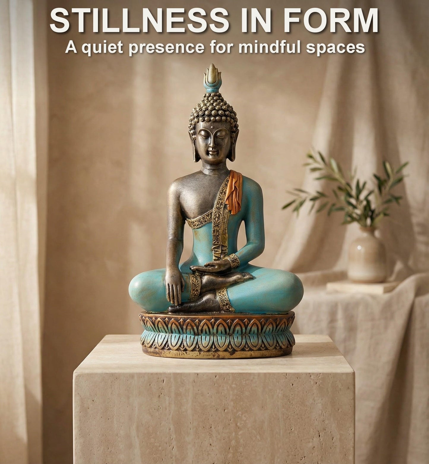 25DOL Large 12.5" Buddha Statue for Home Decor – Hand Painted Enlightenment Sculpture, Spiritual Meditation Decor for Living Room, Yoga Room & Zen Space, Gift Ready Figurine with Premium Box