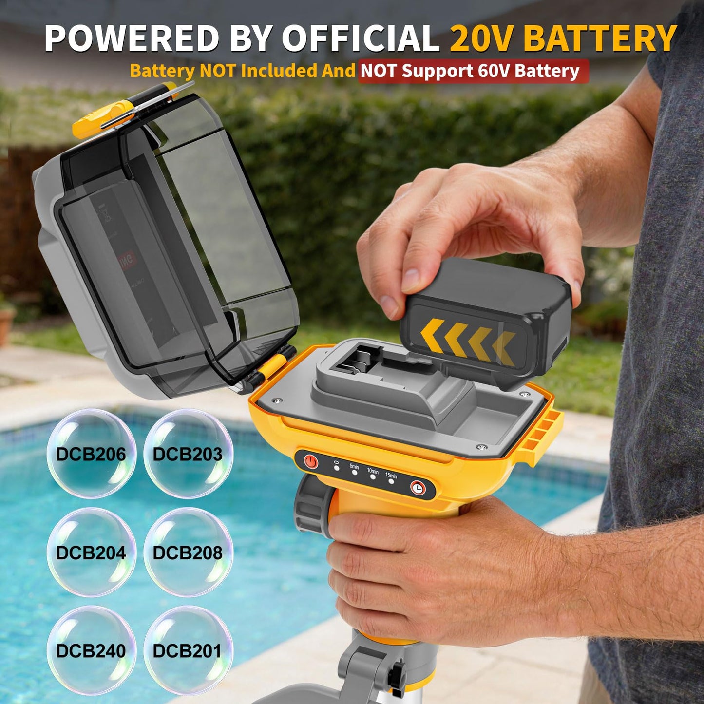 Stick Water Transfer Pump Compatible For Dewalt 20V Battery(NO Battery), Cordless 800GPH Stick Water Transfer Pump With 37-INCH Hose & Detachable Rod For Pool Pond Garden Fountain Boat Livestock Tanks