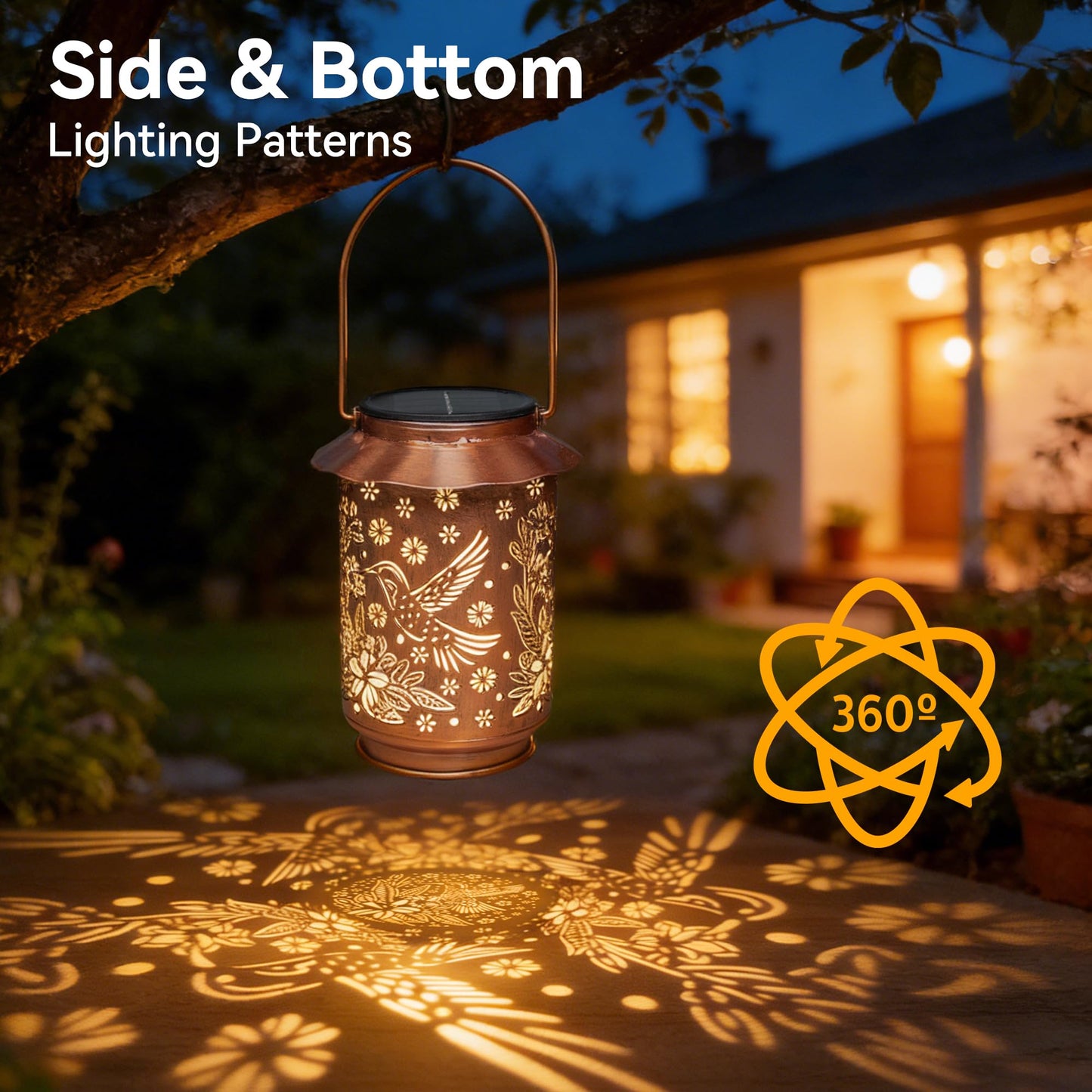 Ollny Solar Lanterns Outdoor Waterproof Hummingbirds, for Mothers Day Birthday Thanksgiving Gifts for Mom Grandma Sister Women Her, Hanging Solar Metal Lights for Garden Backyard Patio Decor