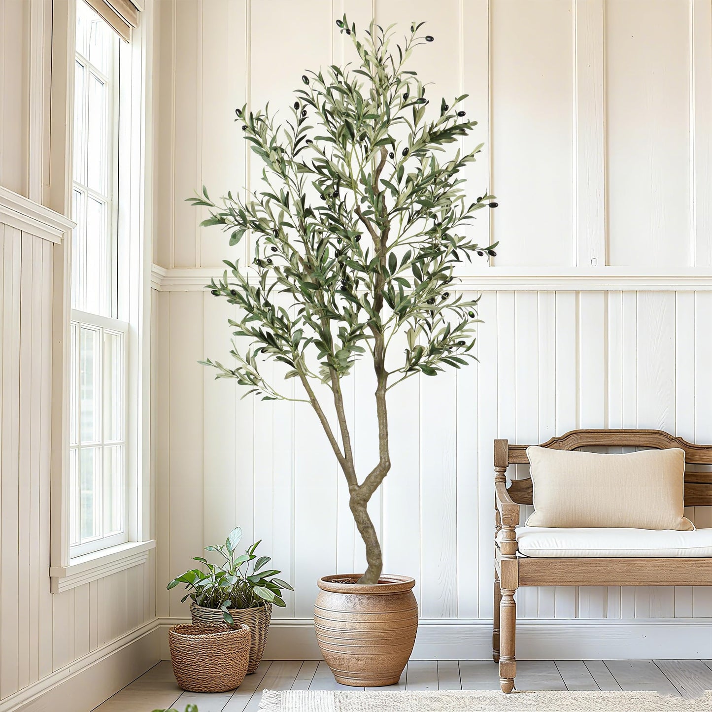 Celestdeco 6.1ft Artificial Olive Tree, Faux Olive Tree with Lifelike Fruits, 72 in Fake Olive Tree with Sturdy Plastic Nursery Pot, Artificial Plants for Office Home Living Room Indoor Outdoor Decor