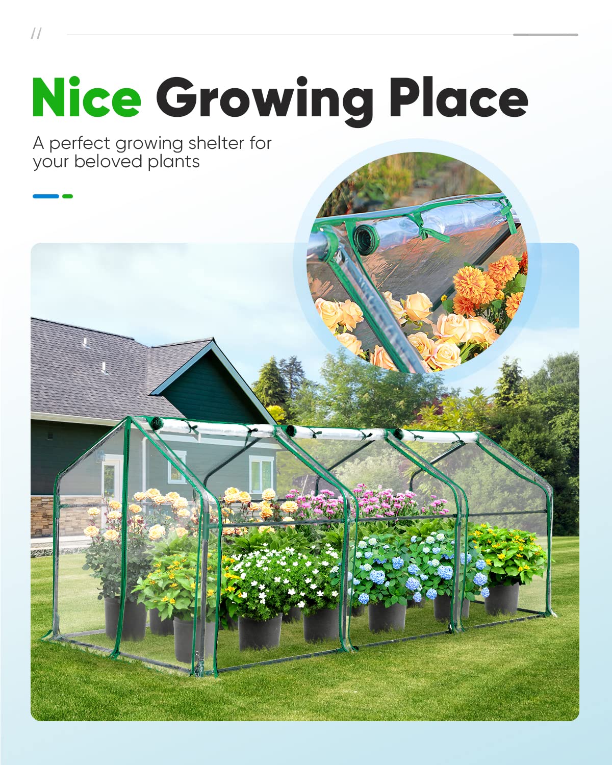 Quictent Mini Greenhouse, Portable Quick-Setup Small Tabletop Waterproof UV Protected PVC Cover Shelter for Outdoors/Indoors W/ Raised Base for Garden Plant Seed Starting, 8 Stake, 95"x36"x36", Clear