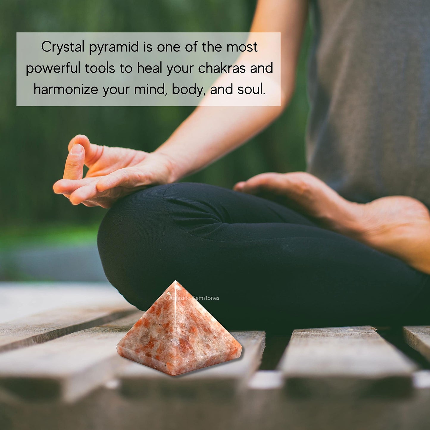 Amazing Gemstone Sunstone Pyramid Crystal Healing Stones - 2" Great Pyramid Figurine of Natural Stone Pyramid for Meditation, Reiki, Chakra Balancing and Crystal Pyramids Grid