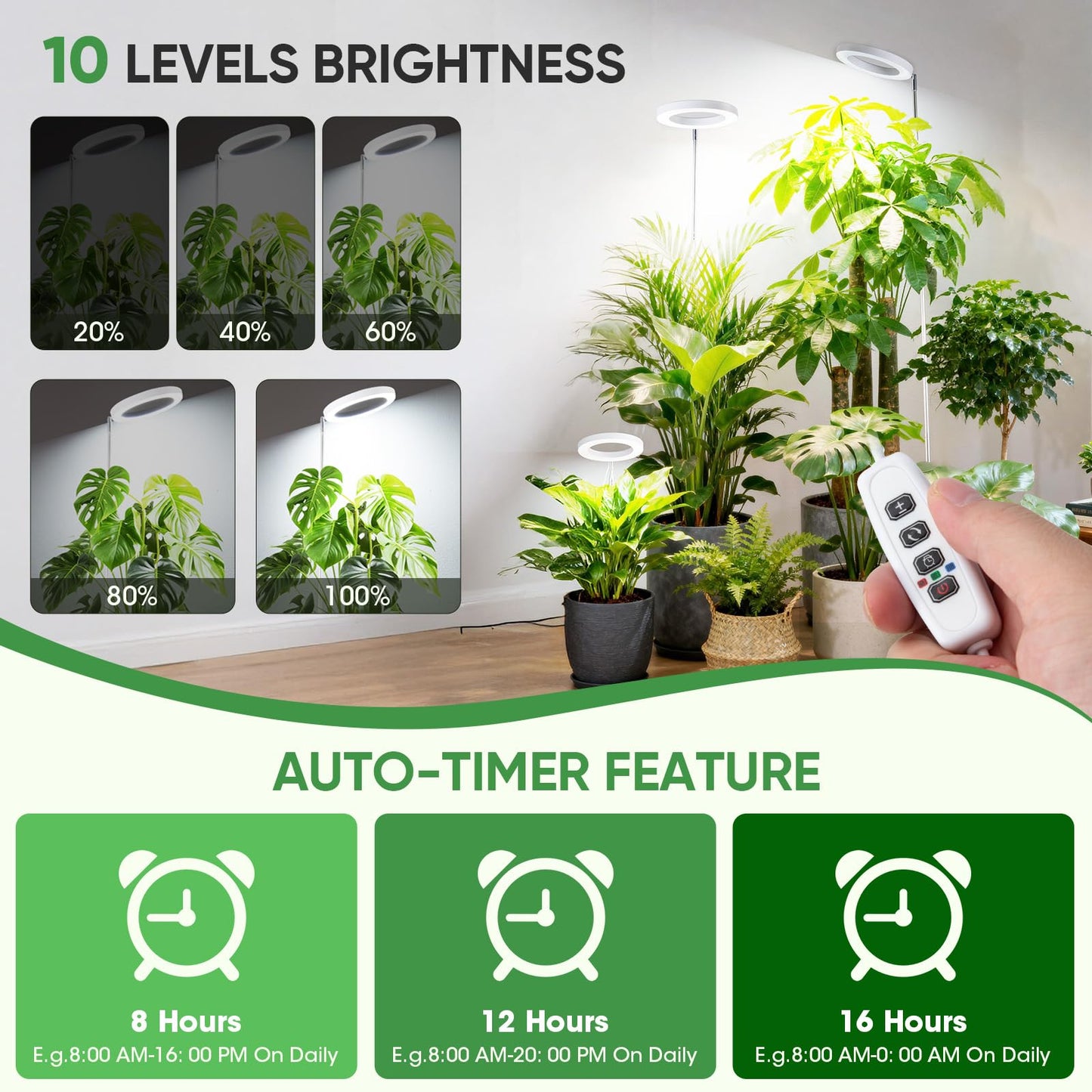 PlantaPulse Grow Lights for Indoor Plants, 72 LED 6500K Full Spectrum, 59in Tall Plant Light, 3 Color Grow Lamp with Rotating Gooseneck, 8/12/16H Timer, 10 Brightness Levels, Height Adjustable
