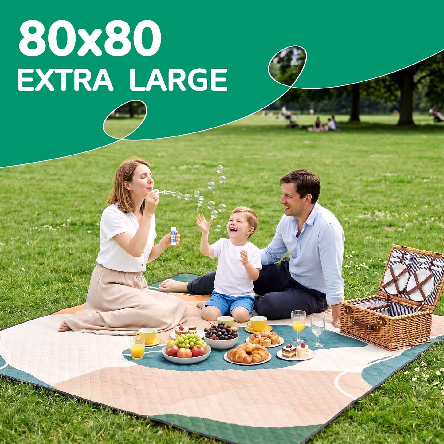 RYCHIC Waterproof Picnic Blanket Outdoor Camping Beach Mat Extra Large Foldable Car Essential Roadtrip Gadget Rv Accessories Glamping Tent Gear Must Haves Hiking Stuff Backpacking Necessities Gift