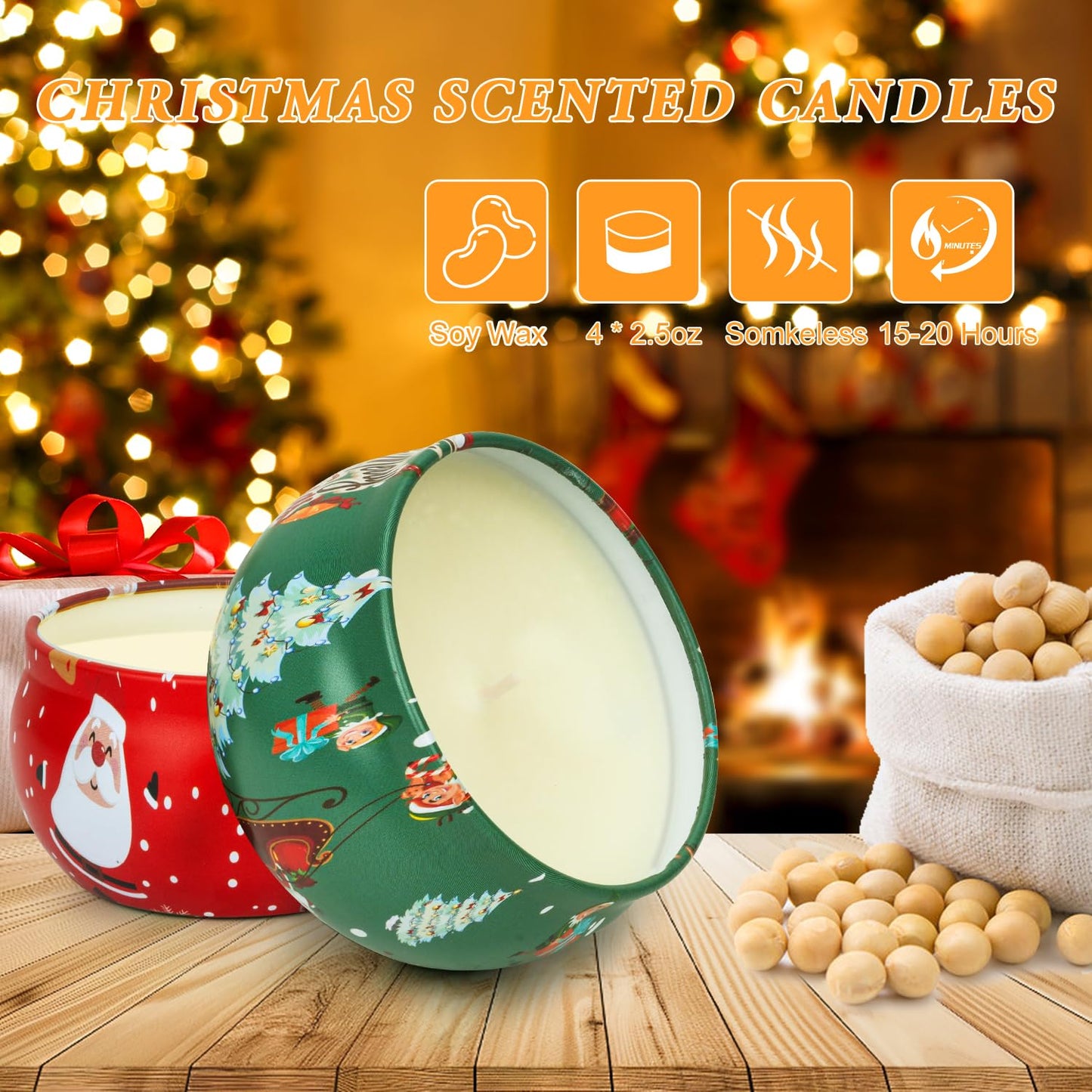 Christmas Candles Gifts Set for Women, 2 Pack Aromatherapy Scented Candle for Home Scented, Personalized Soy Candles Stocking Stuffers Gifts for Coworker Adults Friends Teacher Birthday Party