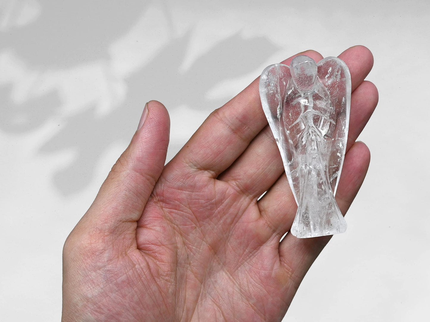 Amazing Gemstone Crystal Quartz Crystal Guardian Angel Figurines Ornament for Healing Birthstone, Decoration Statue (Hand Carved Pocket Gemstone Angel) (3 inch)