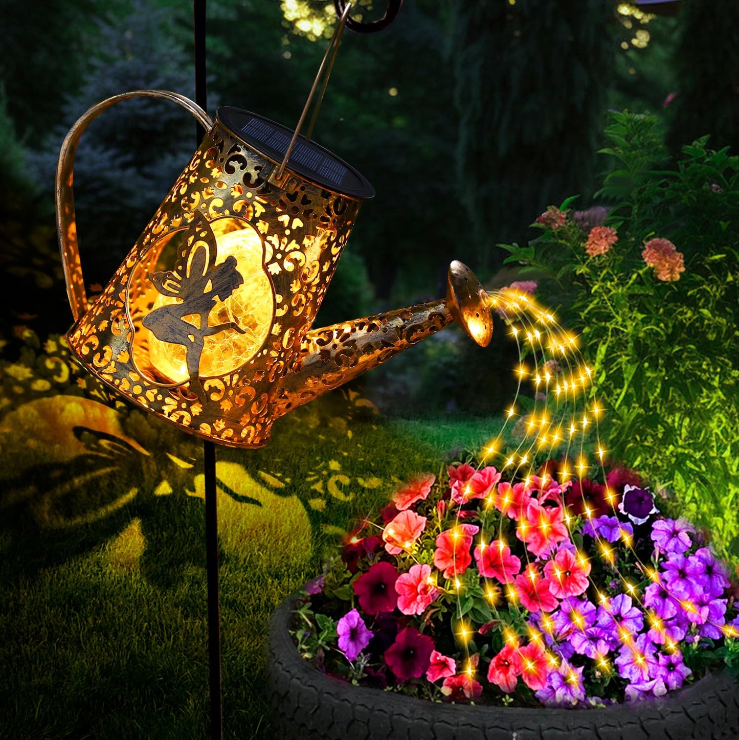 Solar Watering Can Lights, Unique Fairy Gifts for Mothers Day Women Mom Grandma Birthday, Waterproof Outdoor Garden Decor Large Hanging Solar Lantern Fairy Lights for Porch Yard Flowerbed Pathway
