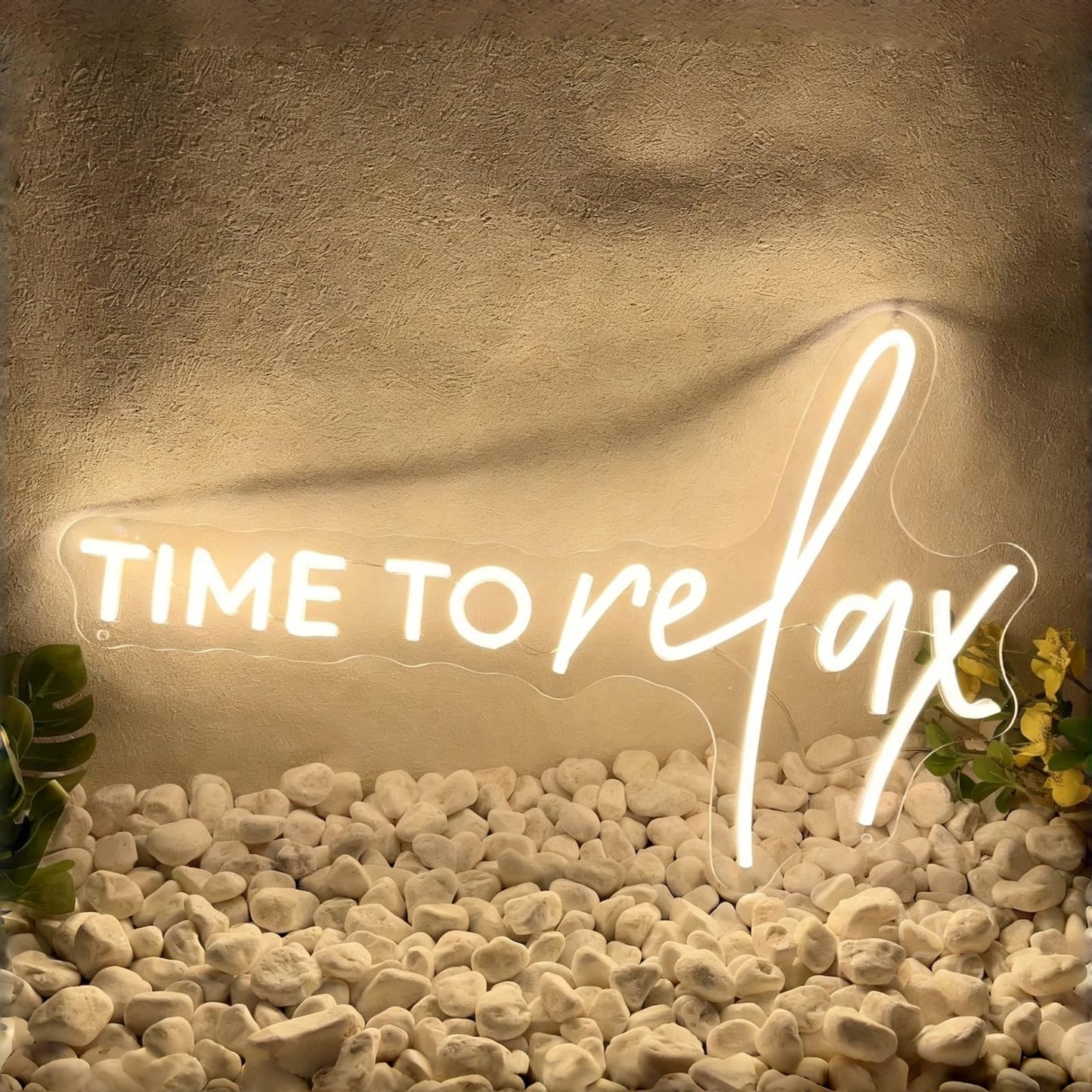 TIME To relax Warm White Led Neon Lights for Wedding Event Wall Decor Party Salon Bar Business Logo Beauty Salon Massage Parlor High-End Restaurant