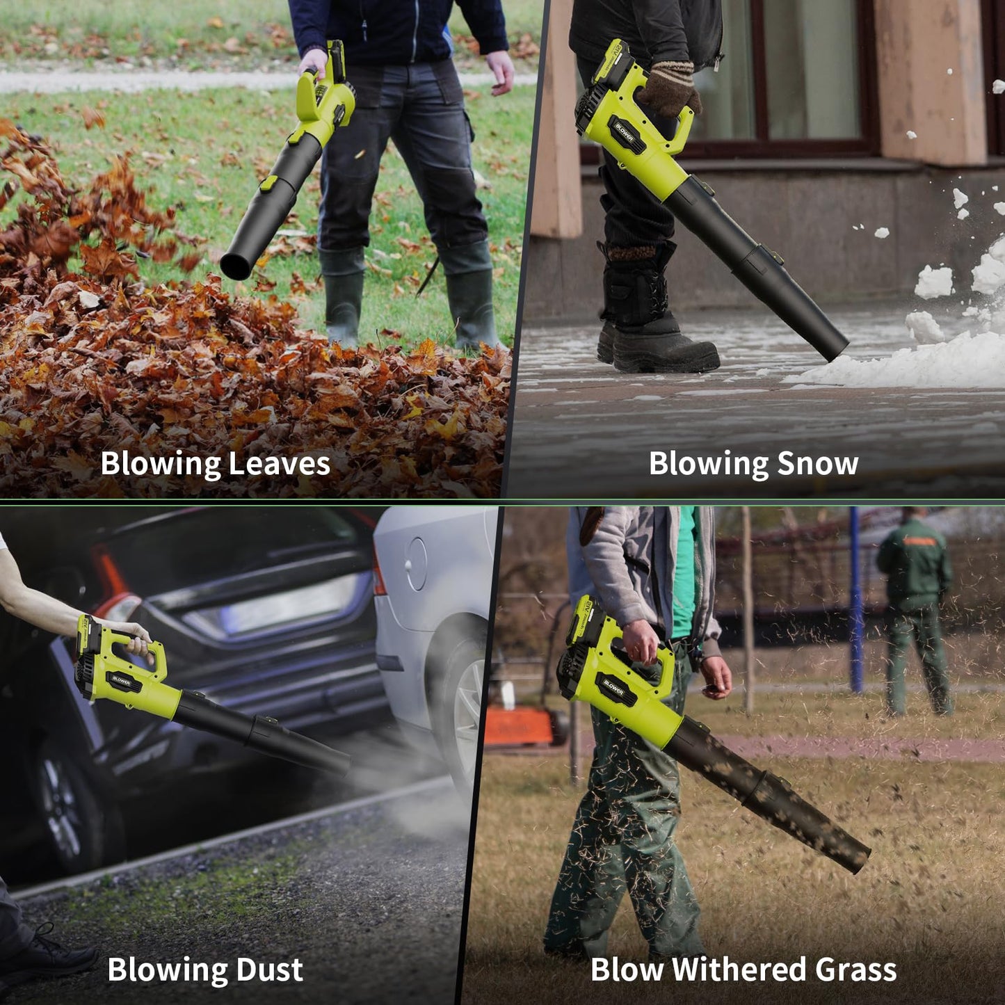 LEAPUL Leaf Blower Cordless, 21V Electric Leaf Blower with 2×2.0Ah Batteries & 1 Fast Charger, Lightweight Battery Powered Blower for Lawn Care, Patio Cleaning