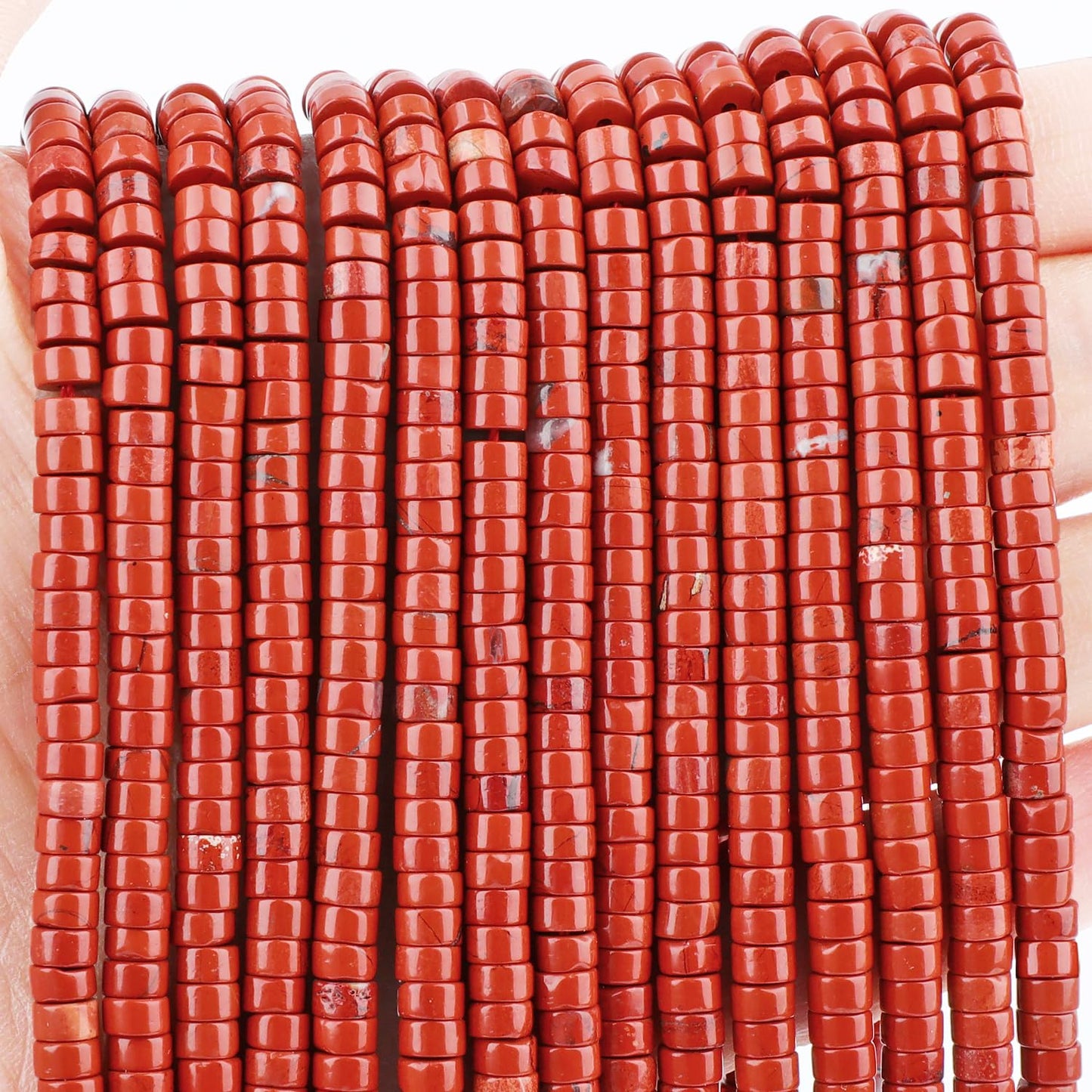 Natural Red Jasper Heishi Spacer Beads Loose Semi Precious Flat Round Gemstone Disc Shape Stone for Beading Jewelry Making 4x2mm 15.5"