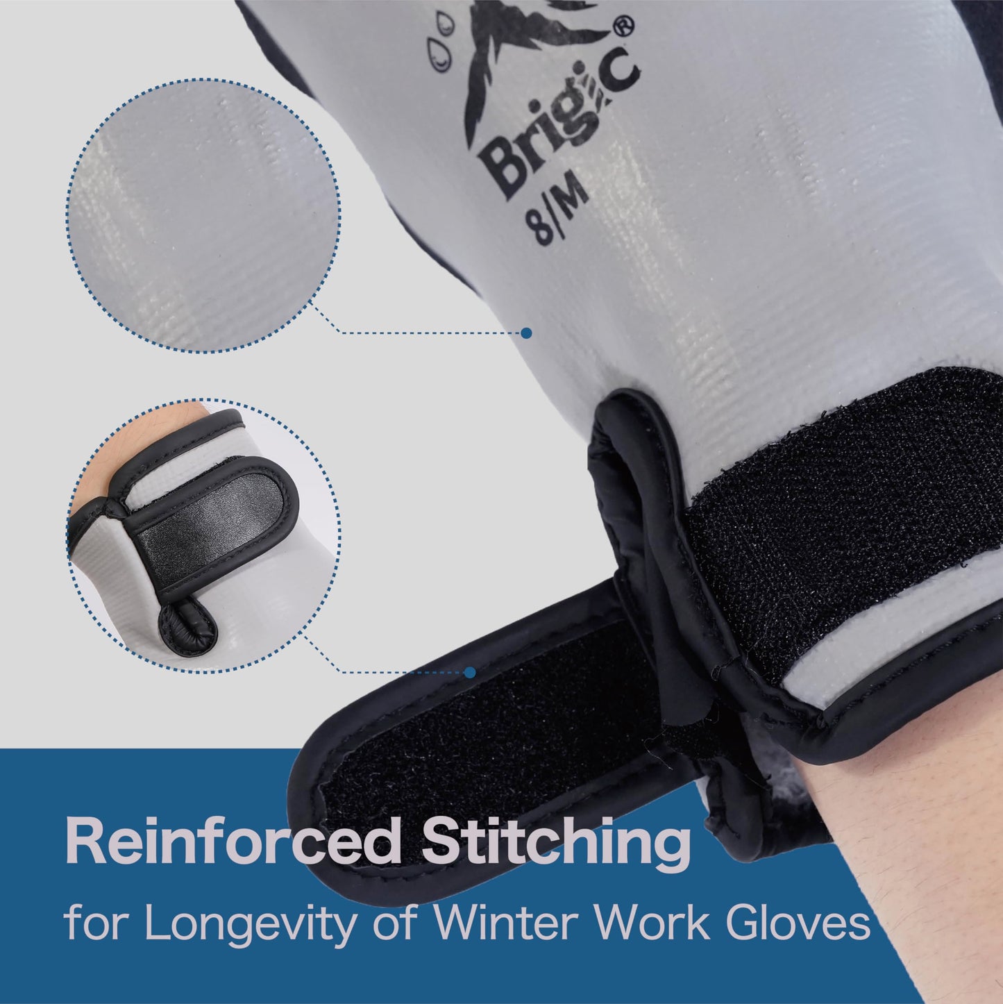 Brigic Waterproof Weatherproof Winter Work Gloves, Gray, Ideal for Gardening & Outdoor Tasks, X-Large